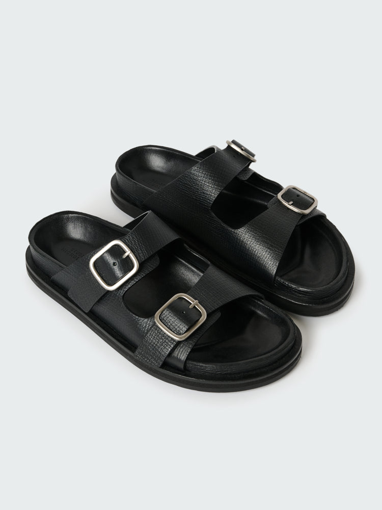 Denver Leather Sandal in Black
