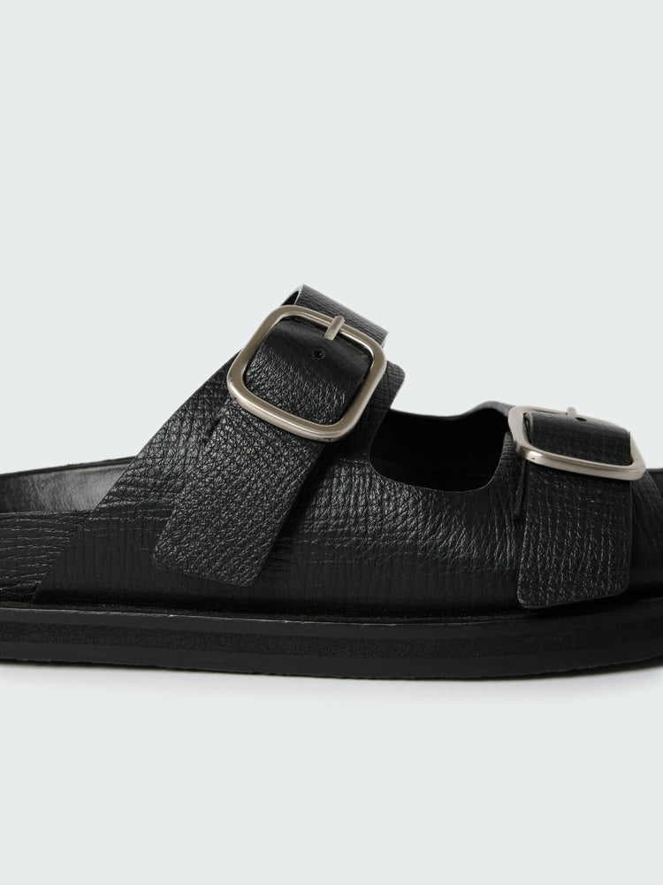 Denver Leather Sandal in Black