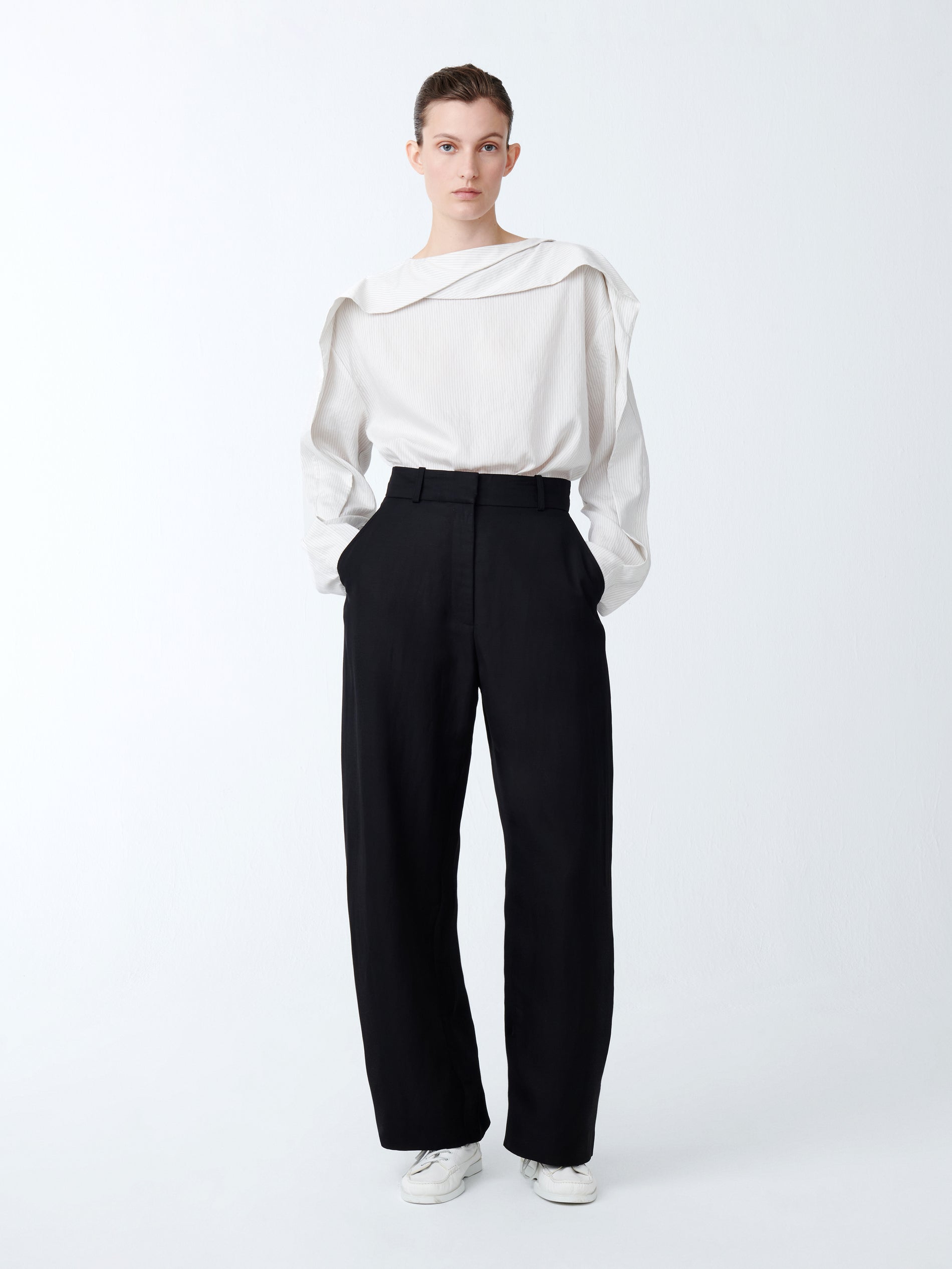 Emmet Top in Black / White Stripe - Studio Nicholson