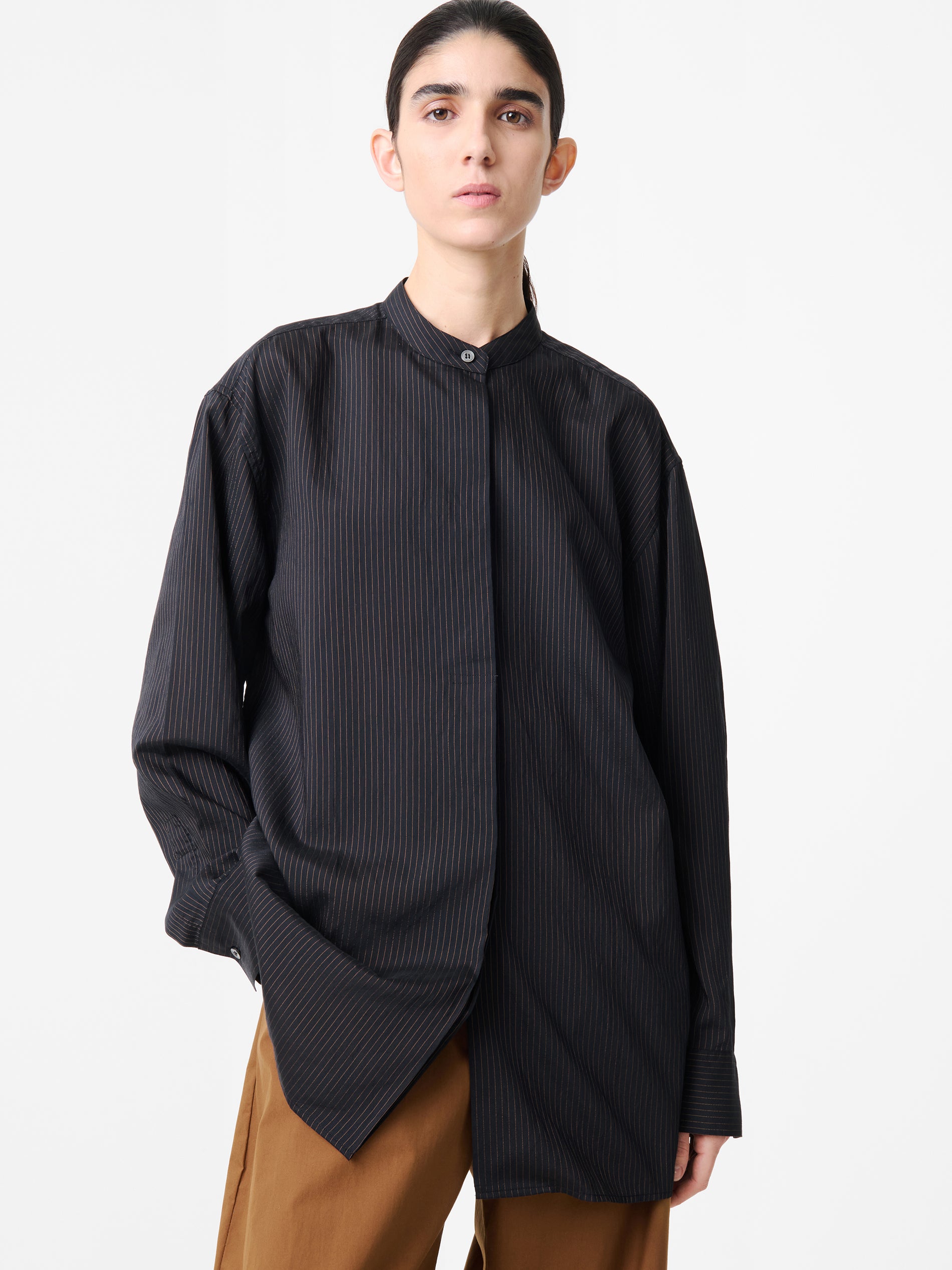 Faber Shirt in Darkest Navy / Almond Stripe