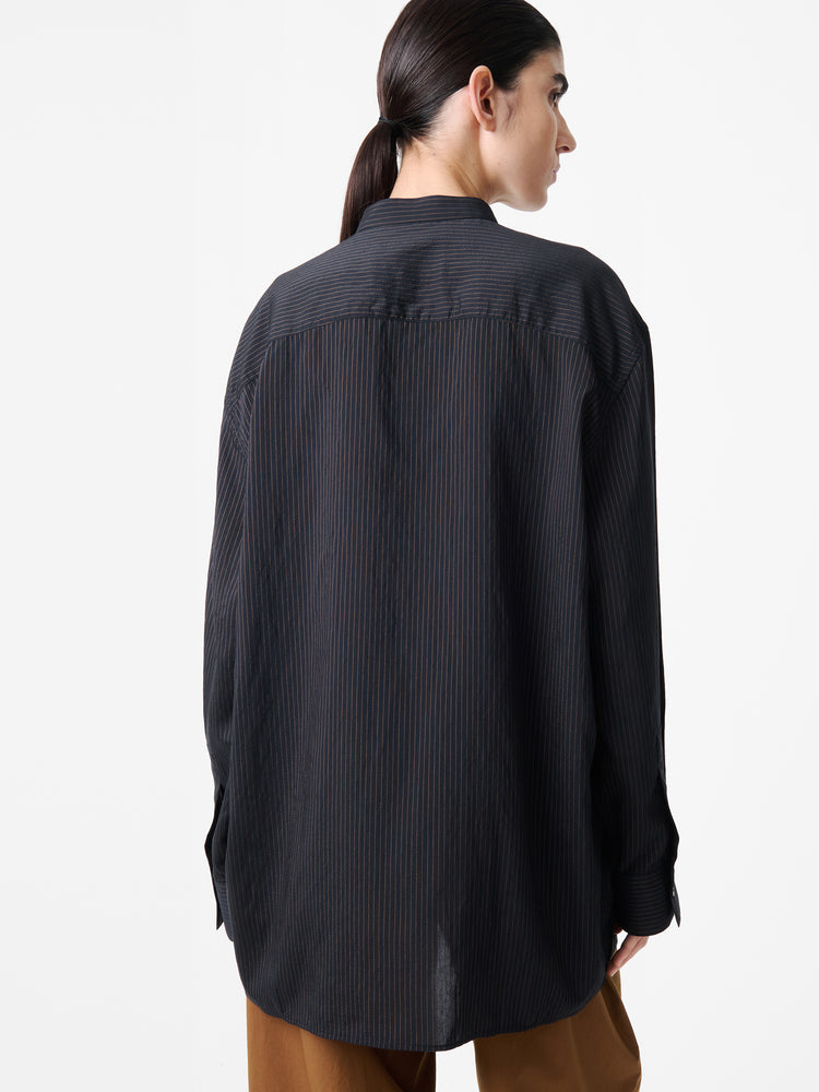 Faber Stripe Shirt in Darkest Navy / Almond