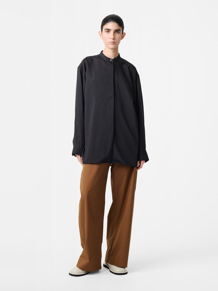Faber Stripe Shirt in Darkest Navy / Almond
