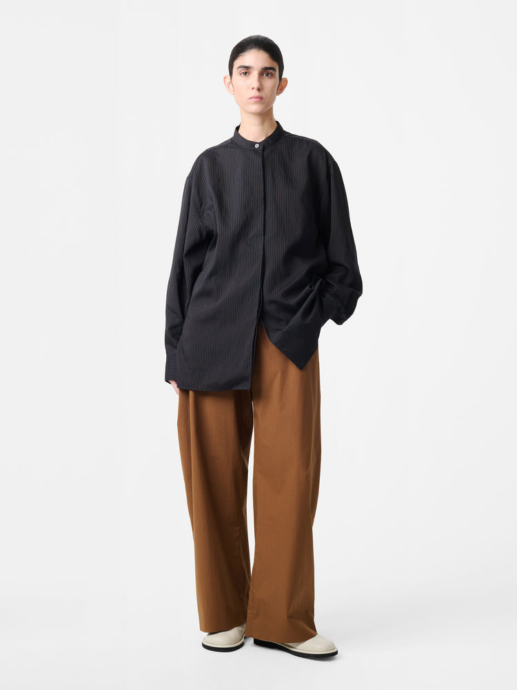 Faber Stripe Shirt in Darkest Navy / Almond