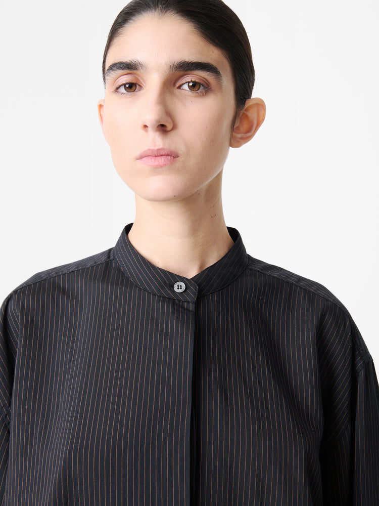 Faber Stripe Shirt in Darkest Navy / Almond