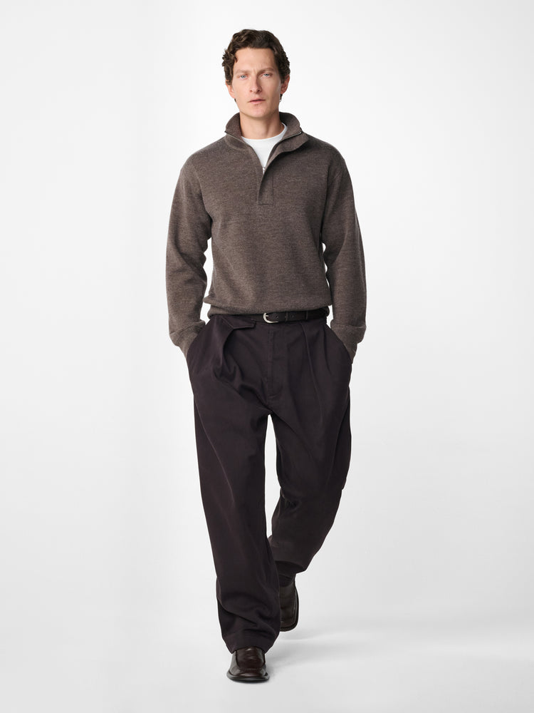 Falmouth Cashmere Knit Polo in Stone Melange