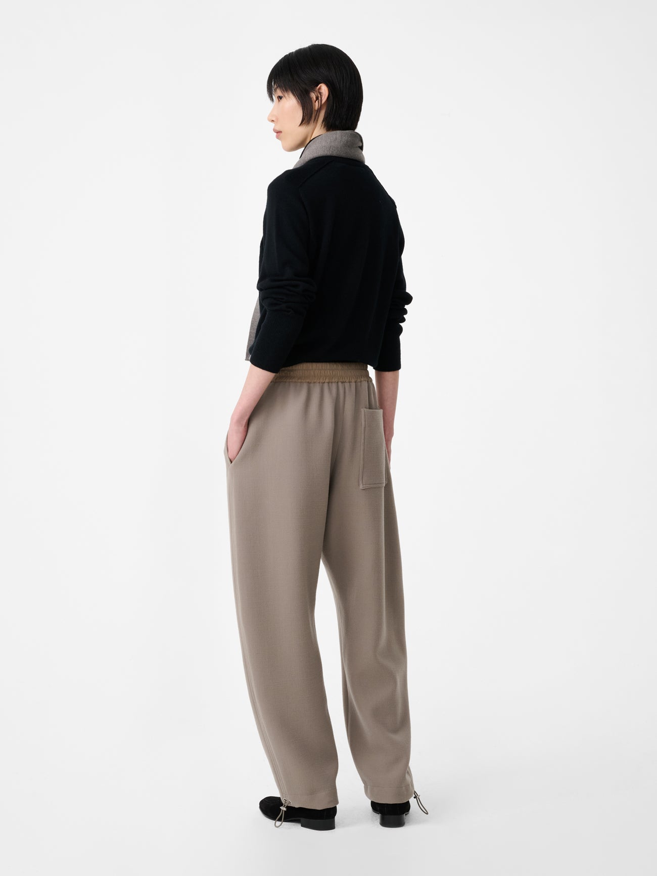 Farr Wool Drawstring Pant in Taupe