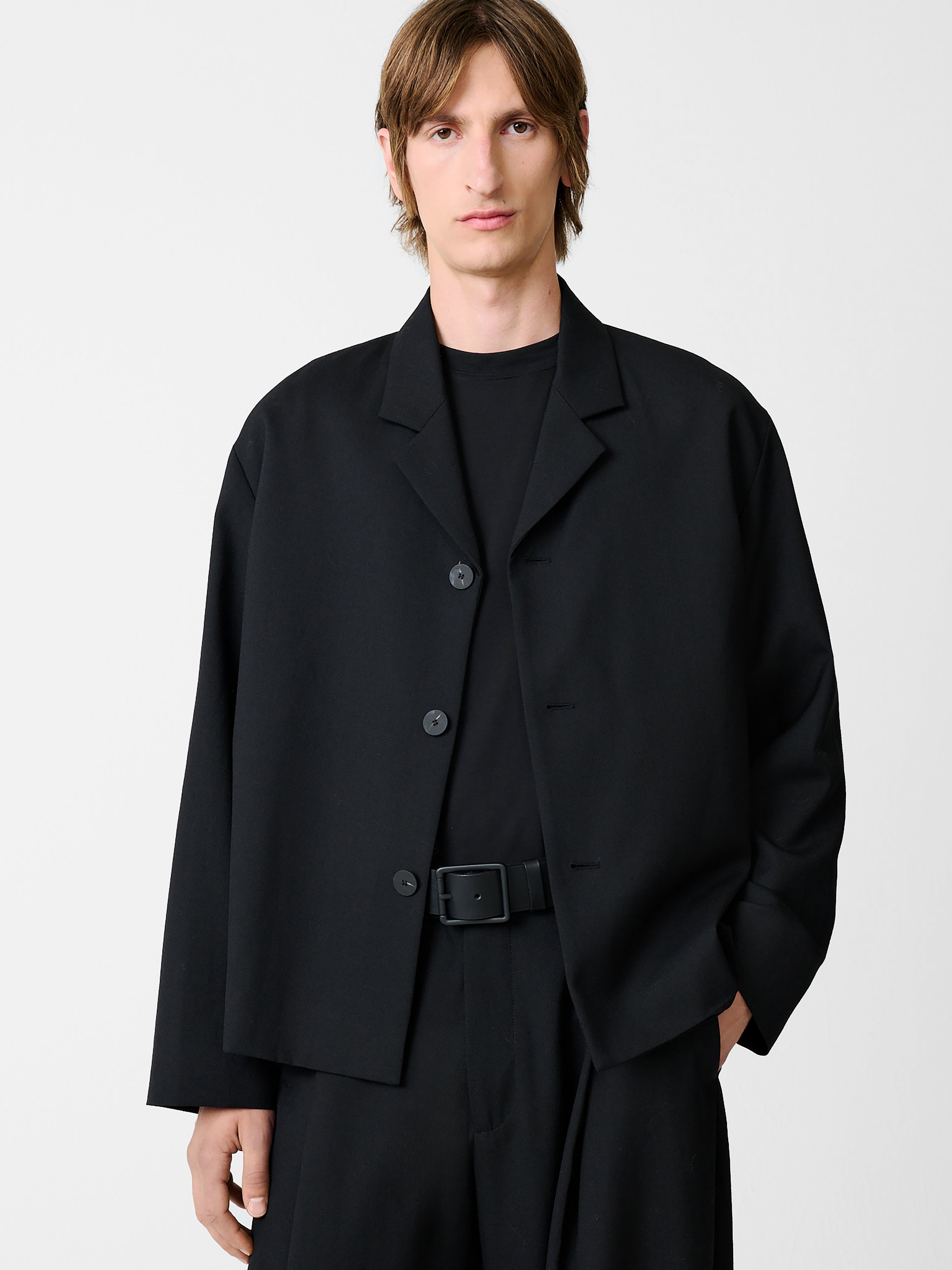 Ferro Wool Jacket in Black | Boxy Wool Jacket | Studio Nicholson