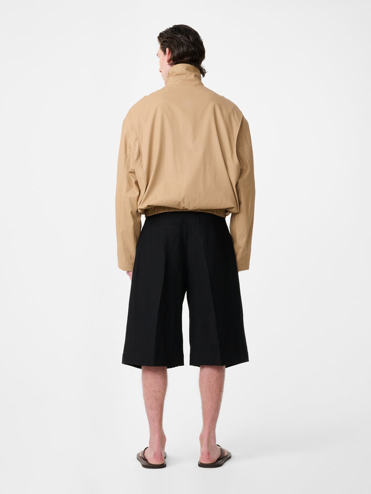 Fowld Linen Short in Black