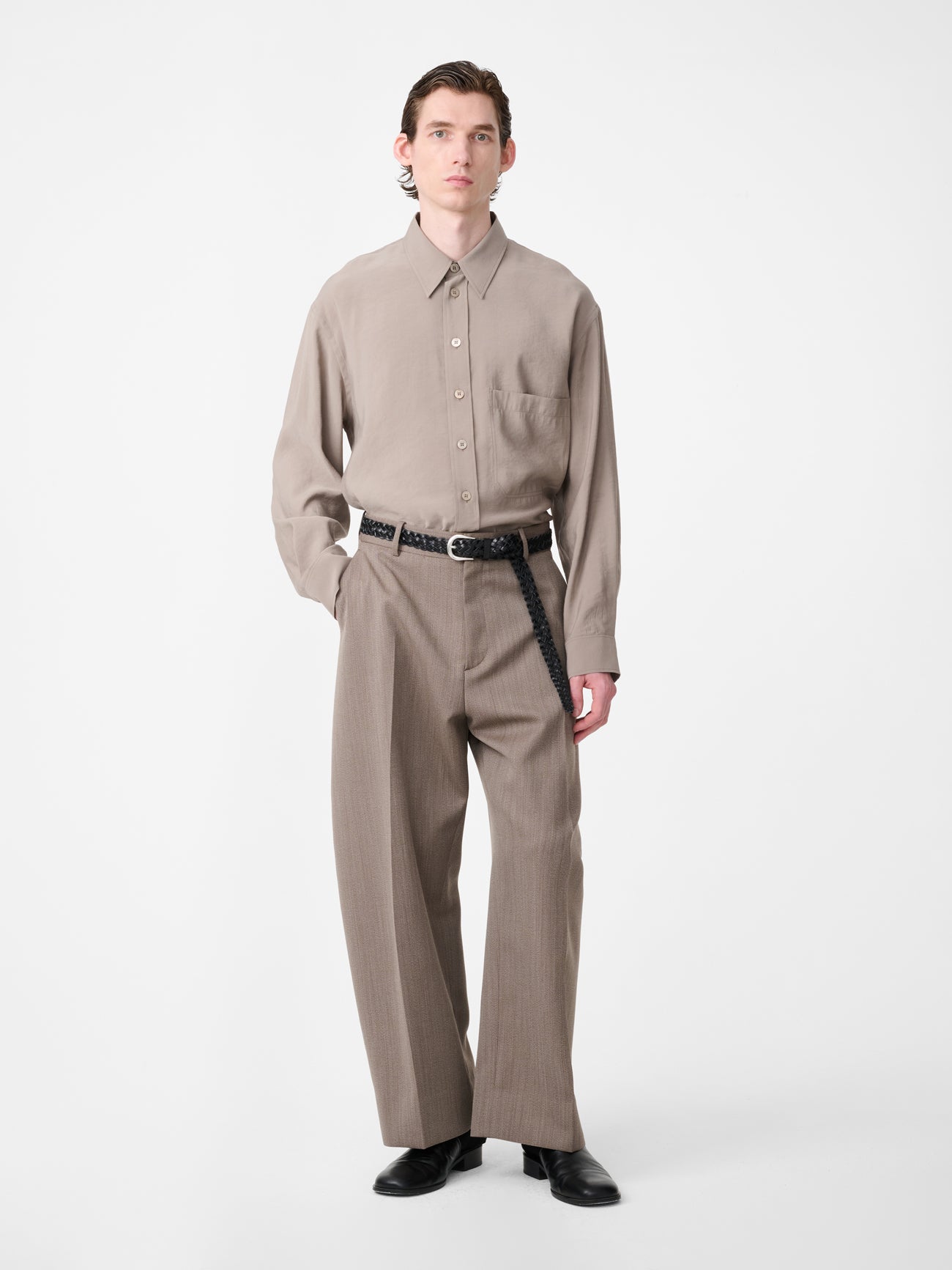 Fume Tailored Pant in Bark Melange