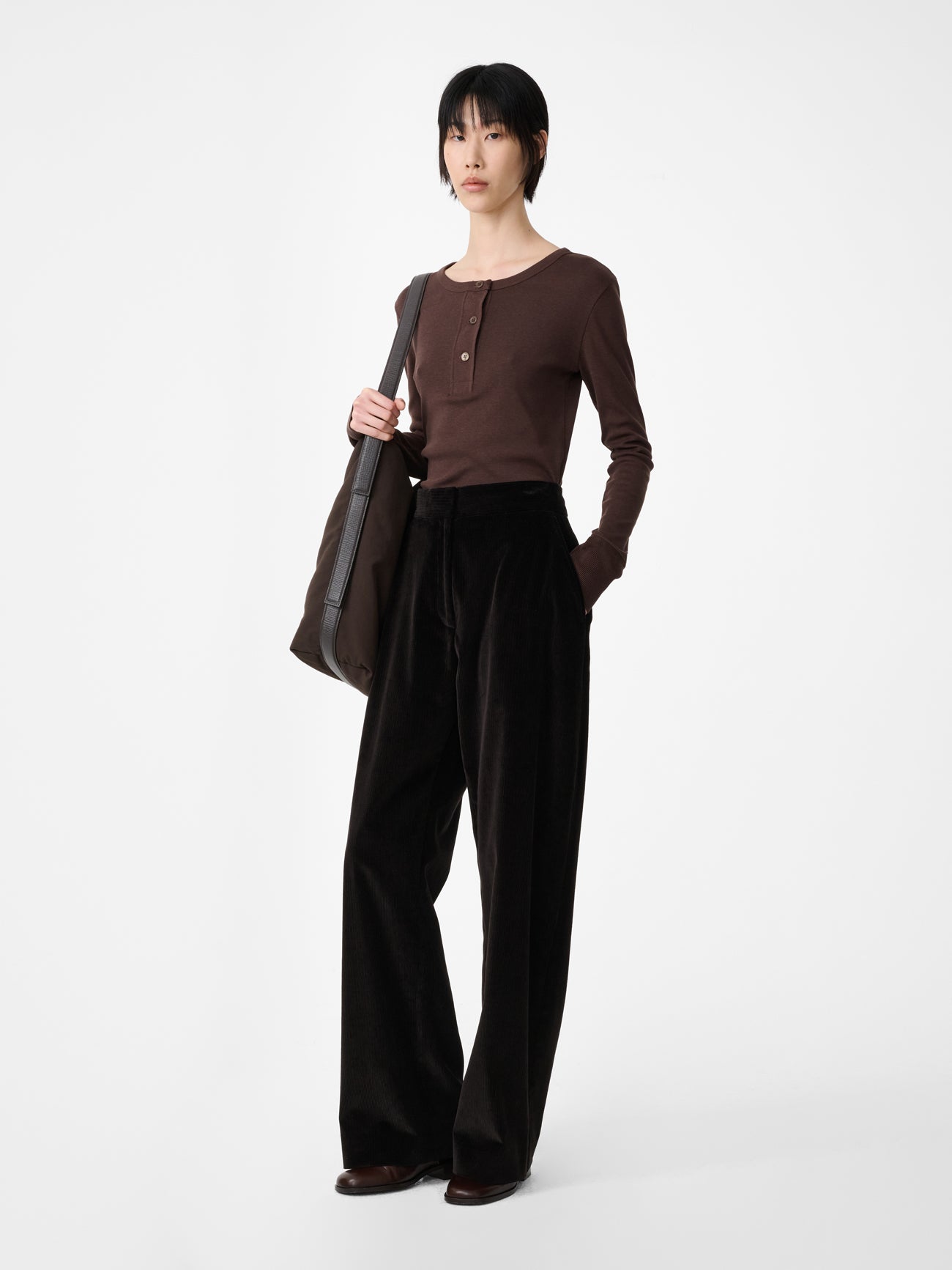 Grange Corduroy Wide Leg Pant in Espresso