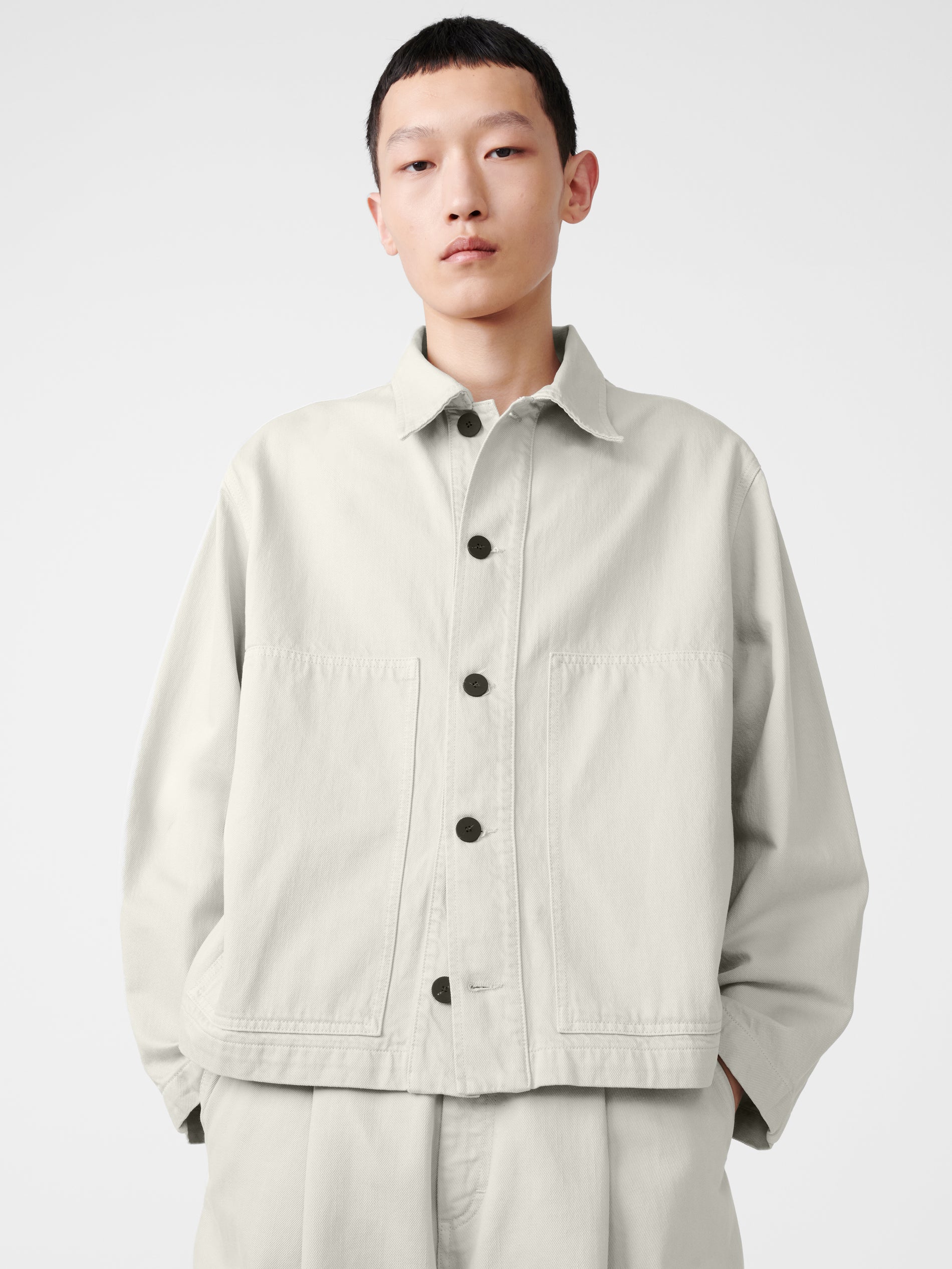 Graph Denim Jacket in Bone Grey - Studio Nicholson