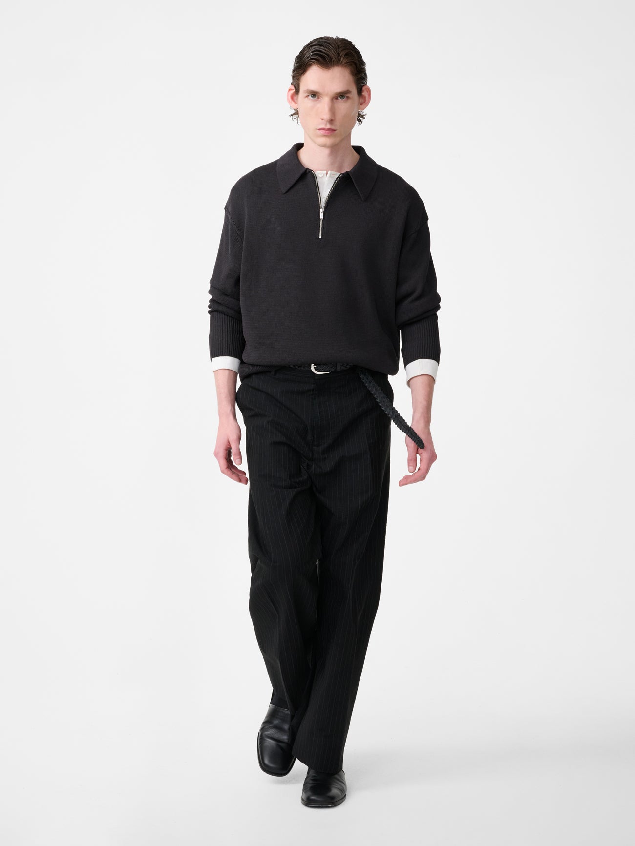 Heddy Knit Polo in Black Grape