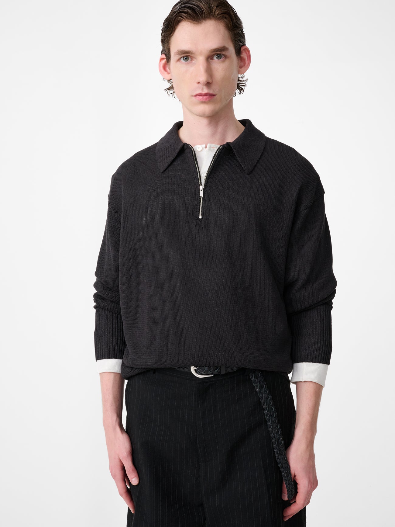 Heddy Knit Polo in Black Grape