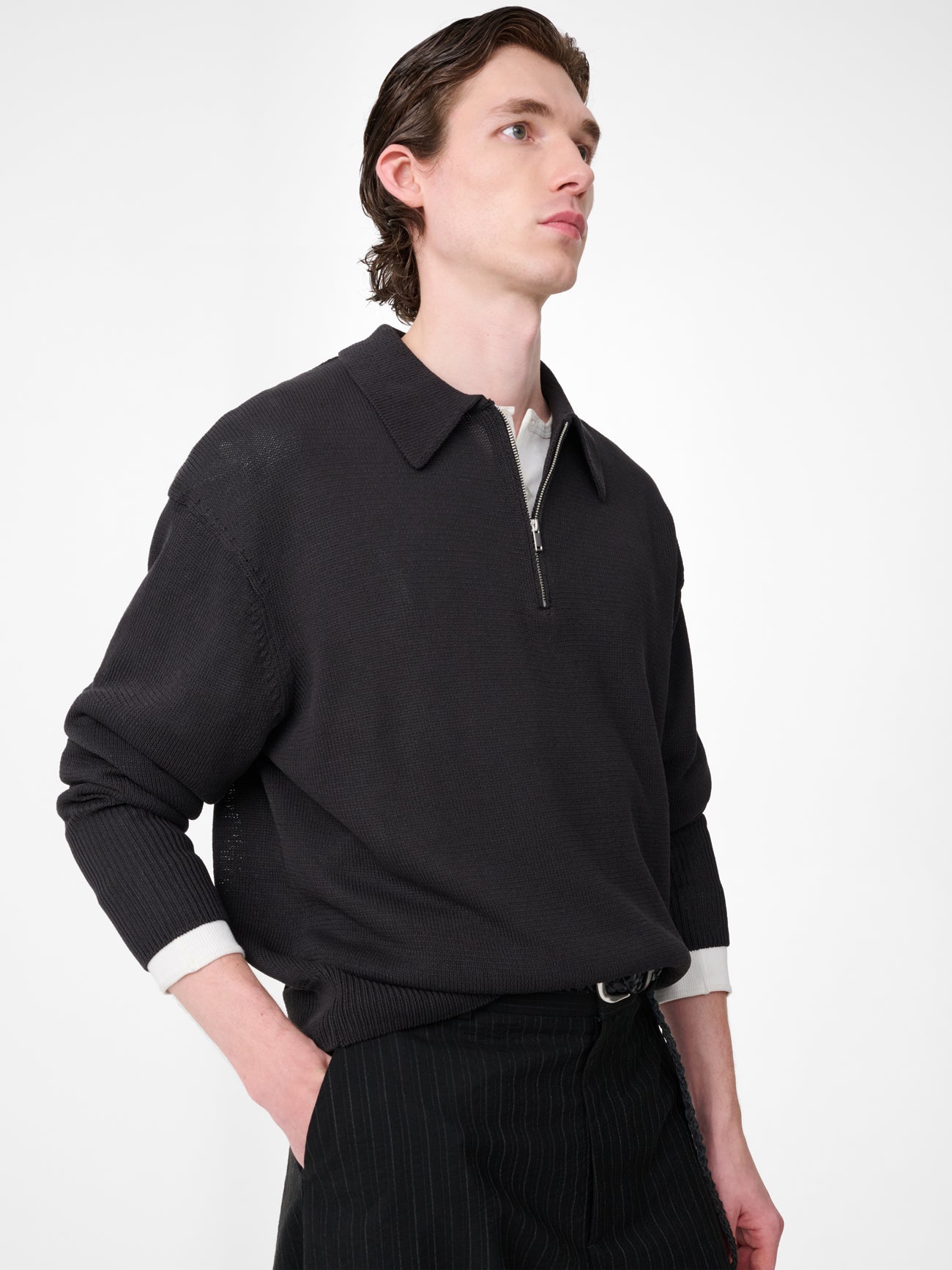 Heddy Knit Polo in Black Grape