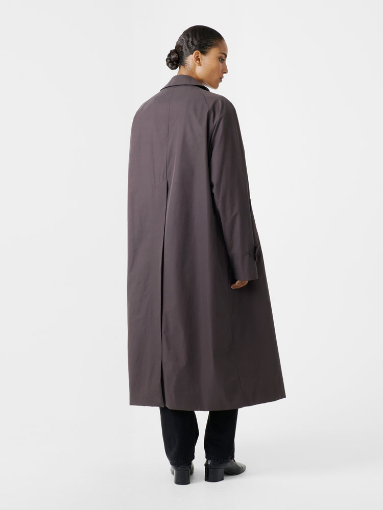 Holin Technical Cotton Coat in Cocoa