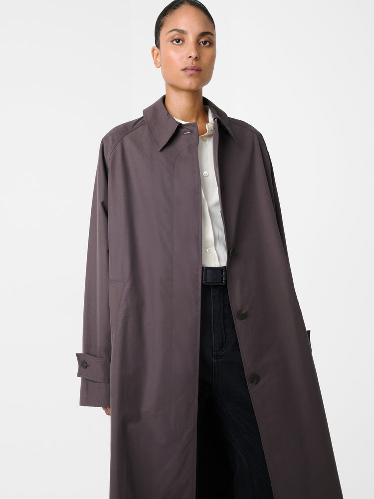 Holin Technical Cotton Coat in Cocoa