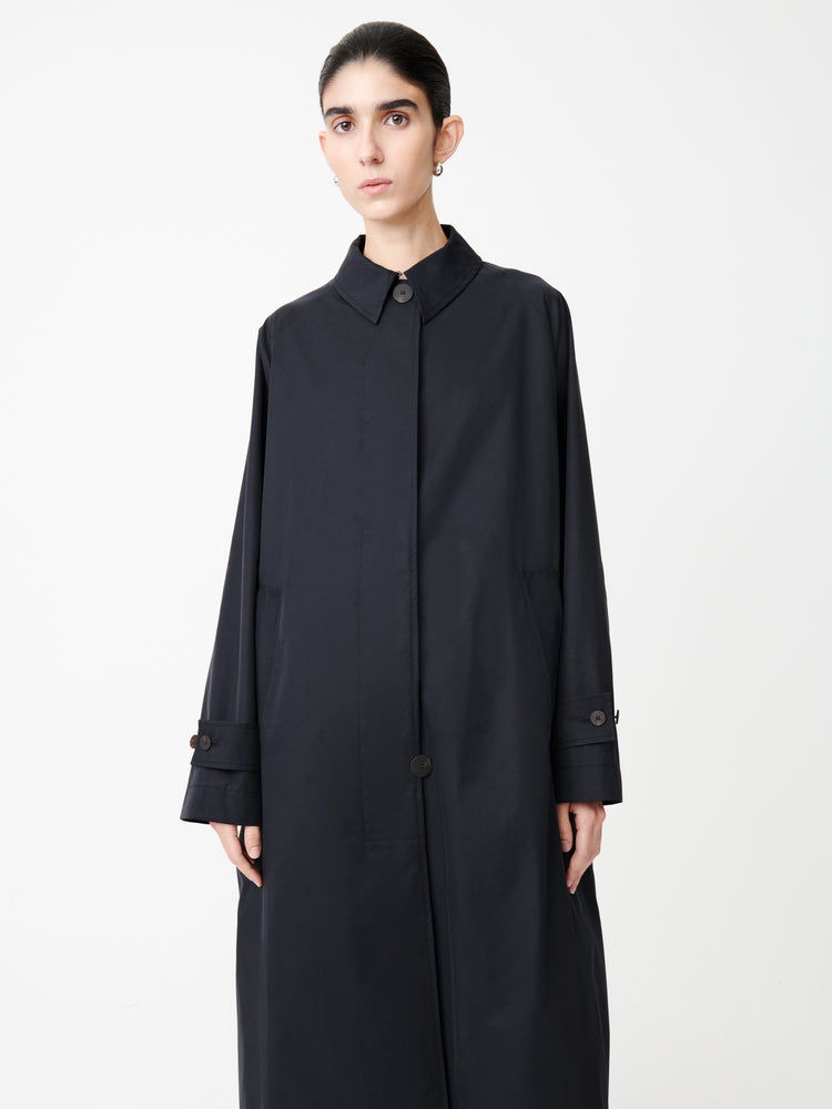Holin Technical Cotton Coat in Dark Navy