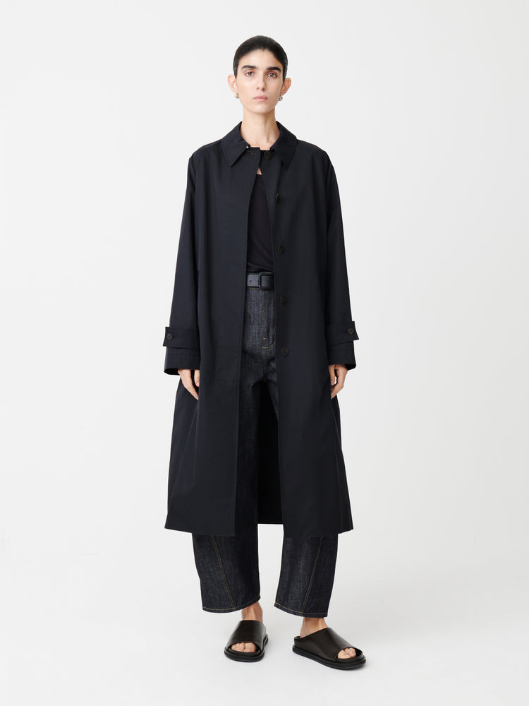 Holin Technical Cotton Coat in Dark Navy