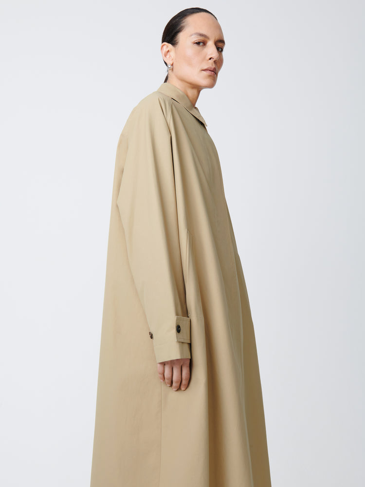 Holin Technical Cotton Coat In Tan - Studio Nicholson