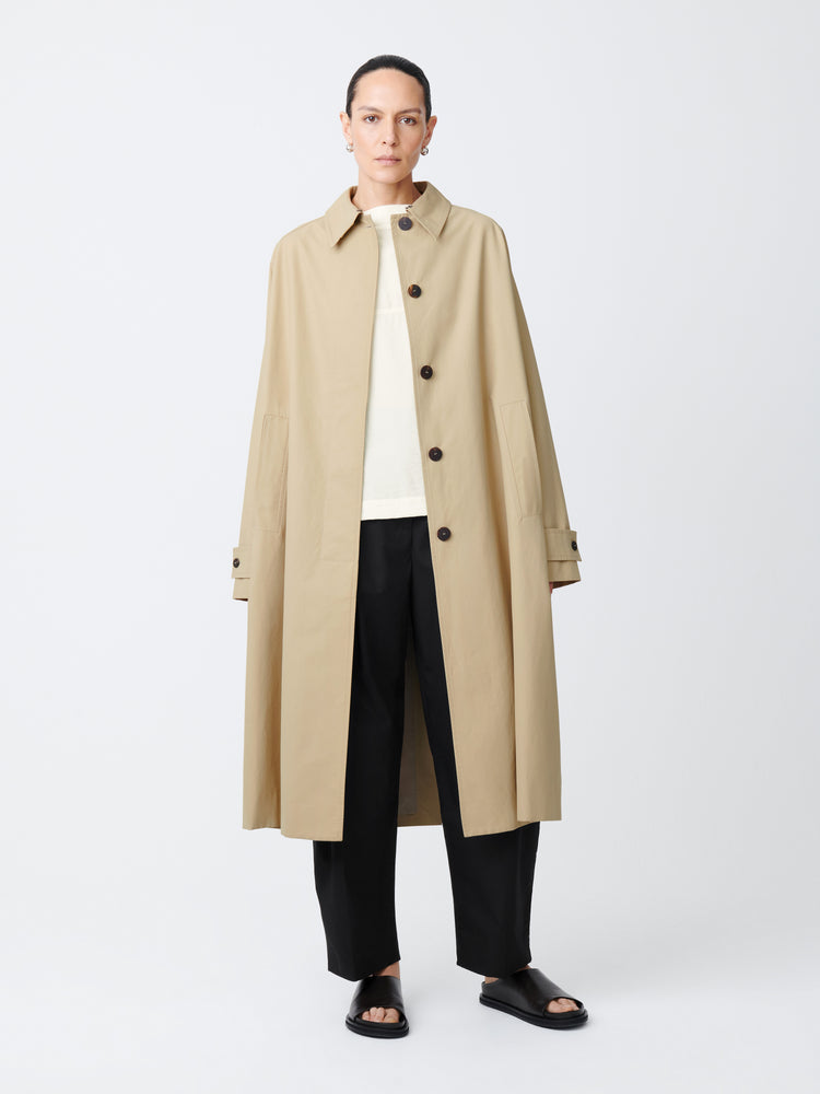 Holin Technical Cotton Coat In Tan - Studio Nicholson