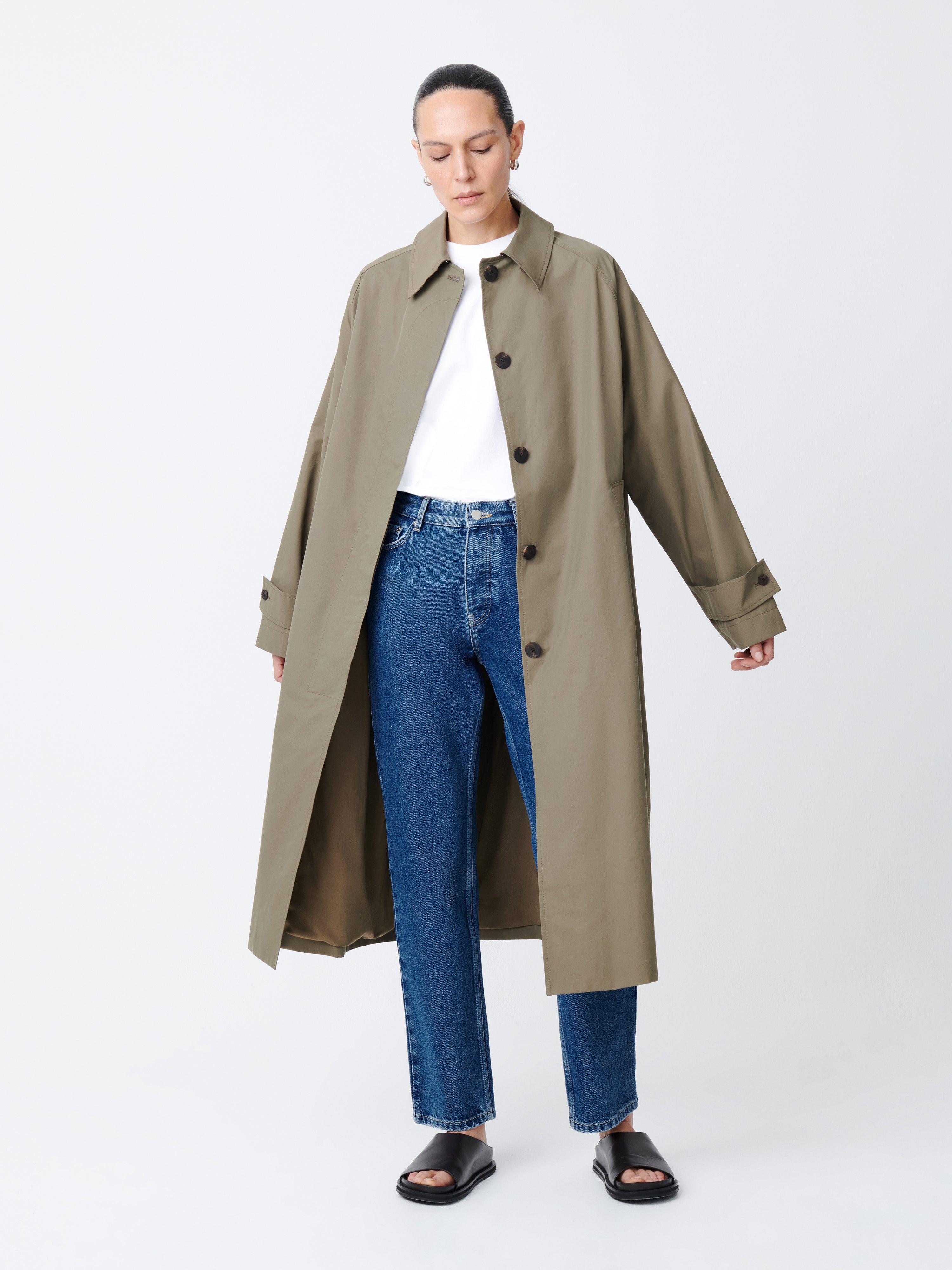 Holin Technical Cotton Trench in Dark Dusk – Studio Nicholson