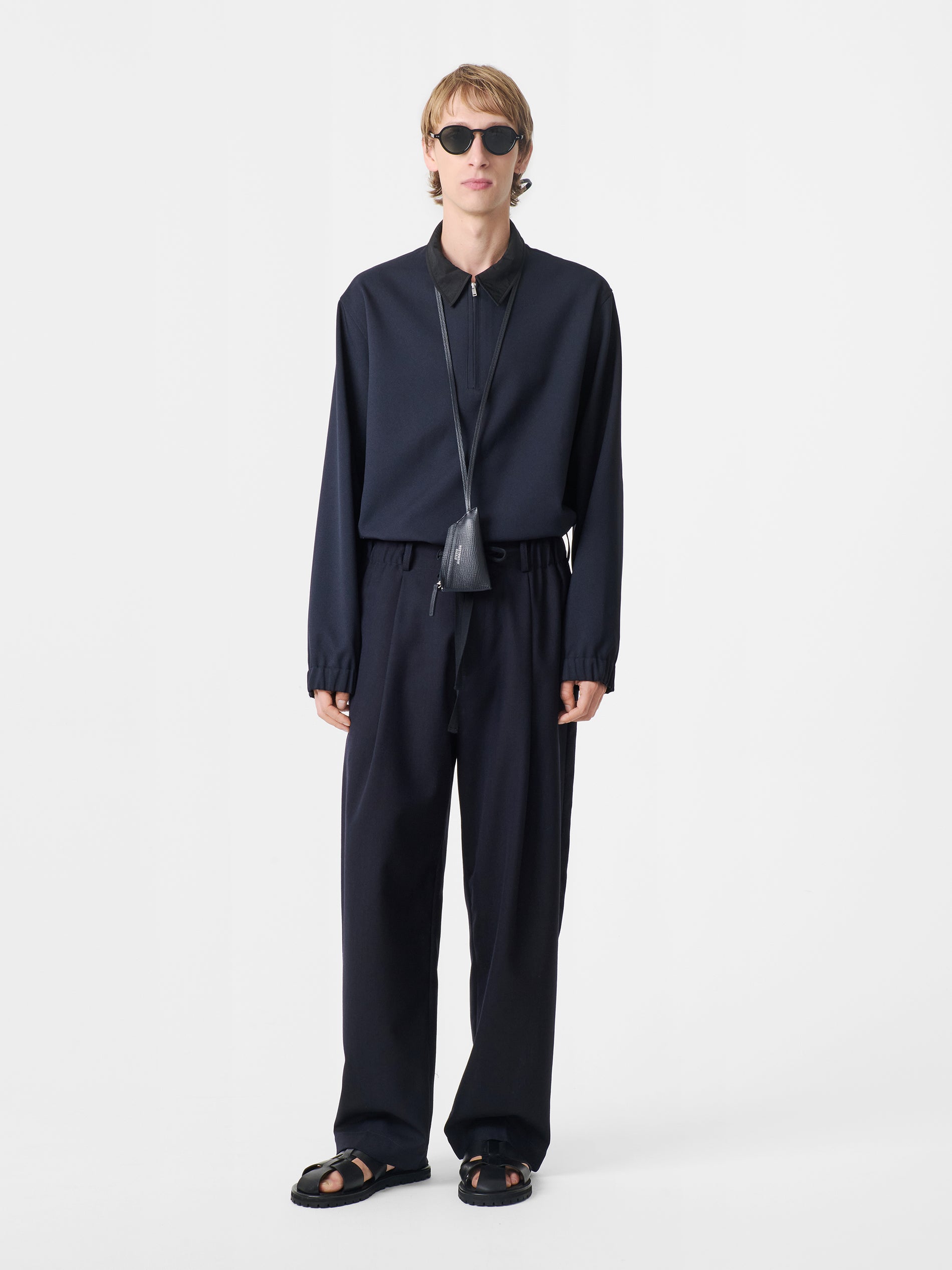 Pochi Leather Pouch in Darkest Navy - Studio Nicholson