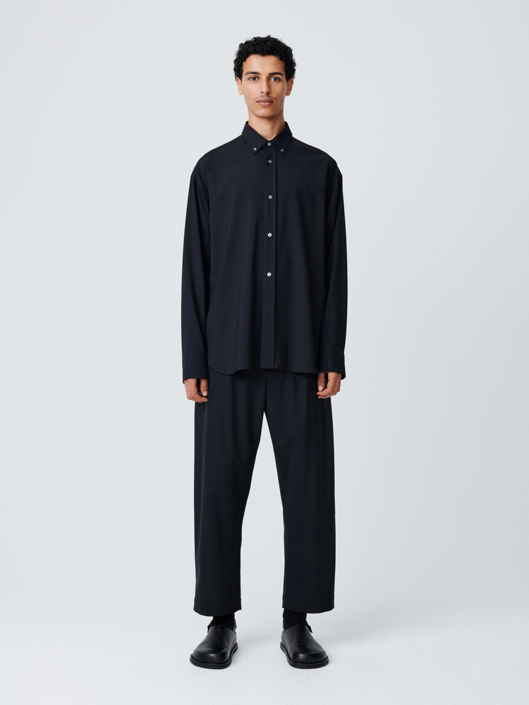 Jude Tropical Wool Shirt in Darkest Navy