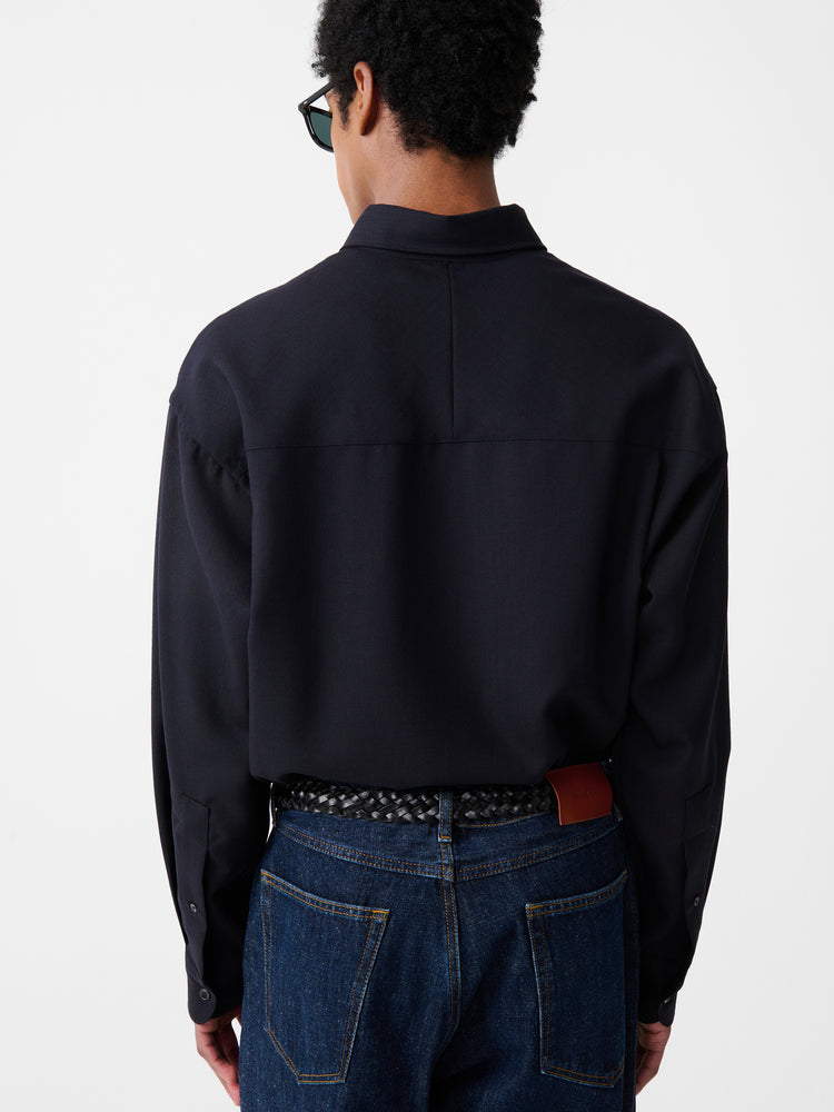 Jude Heritage Wool Shirt in Darkest Navy