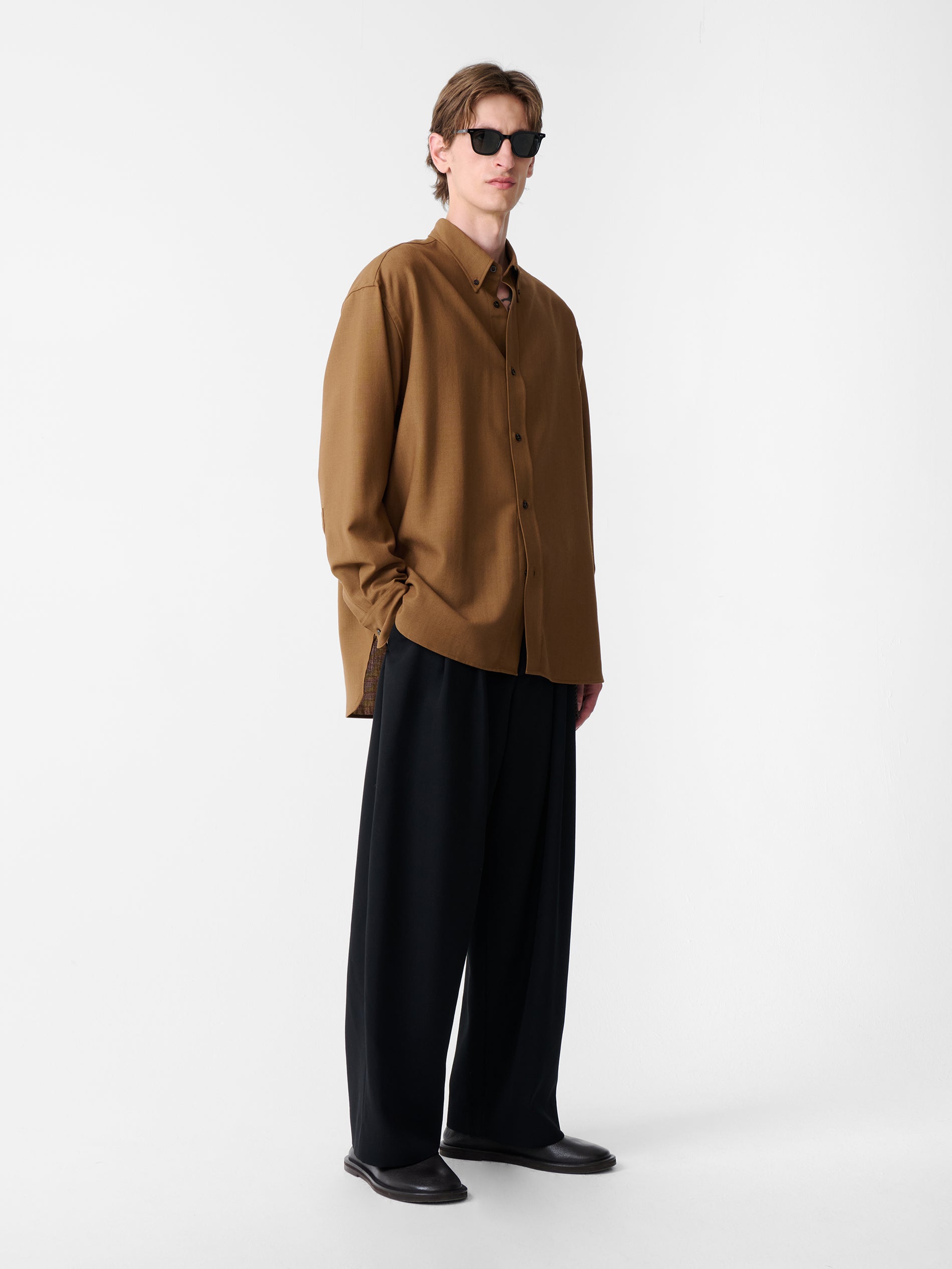 Jude Heritage Wool Shirt in Tobacco - Studio Nicholson