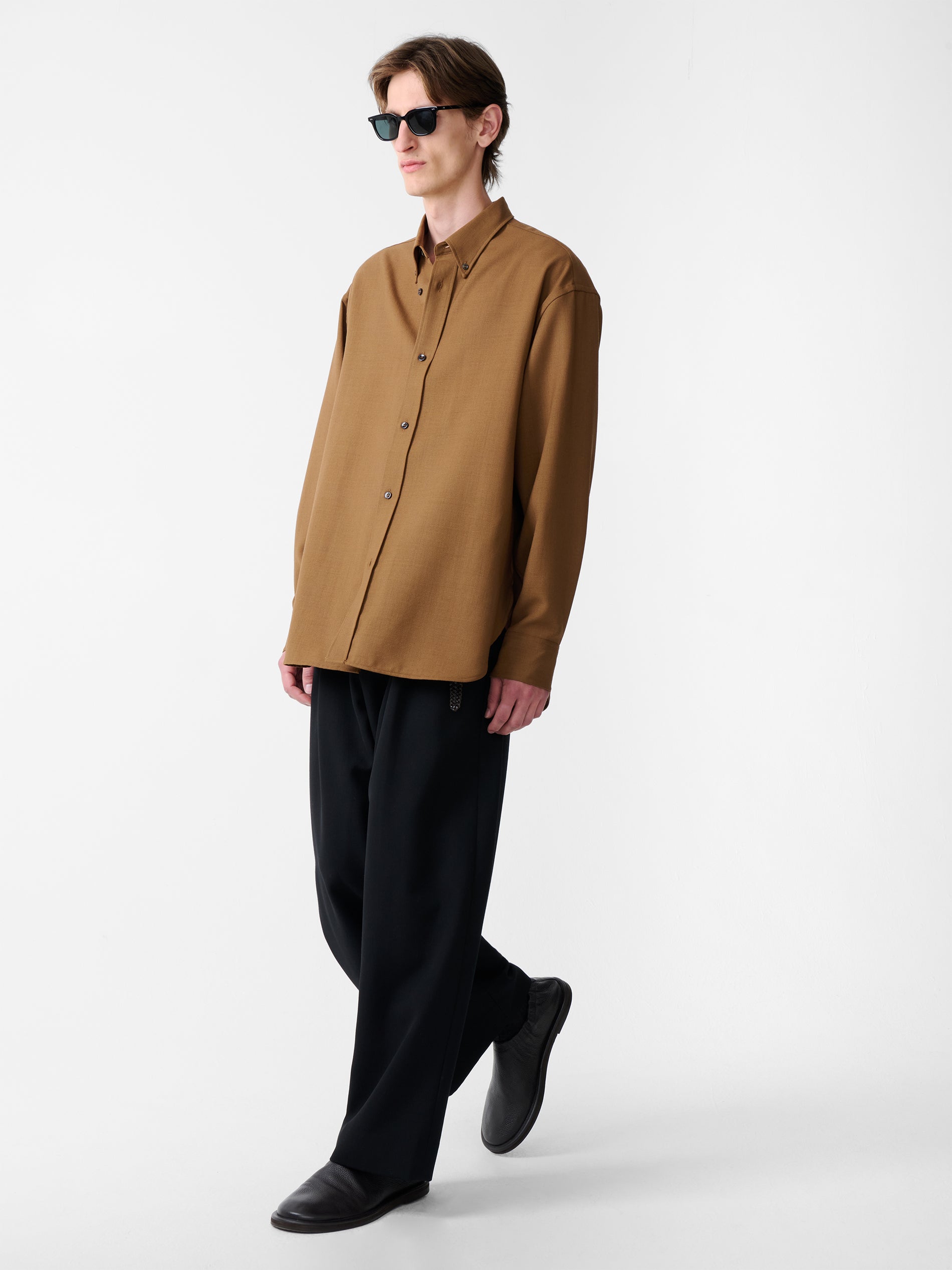 Jude Heritage Wool Shirt in Tobacco - Studio Nicholson