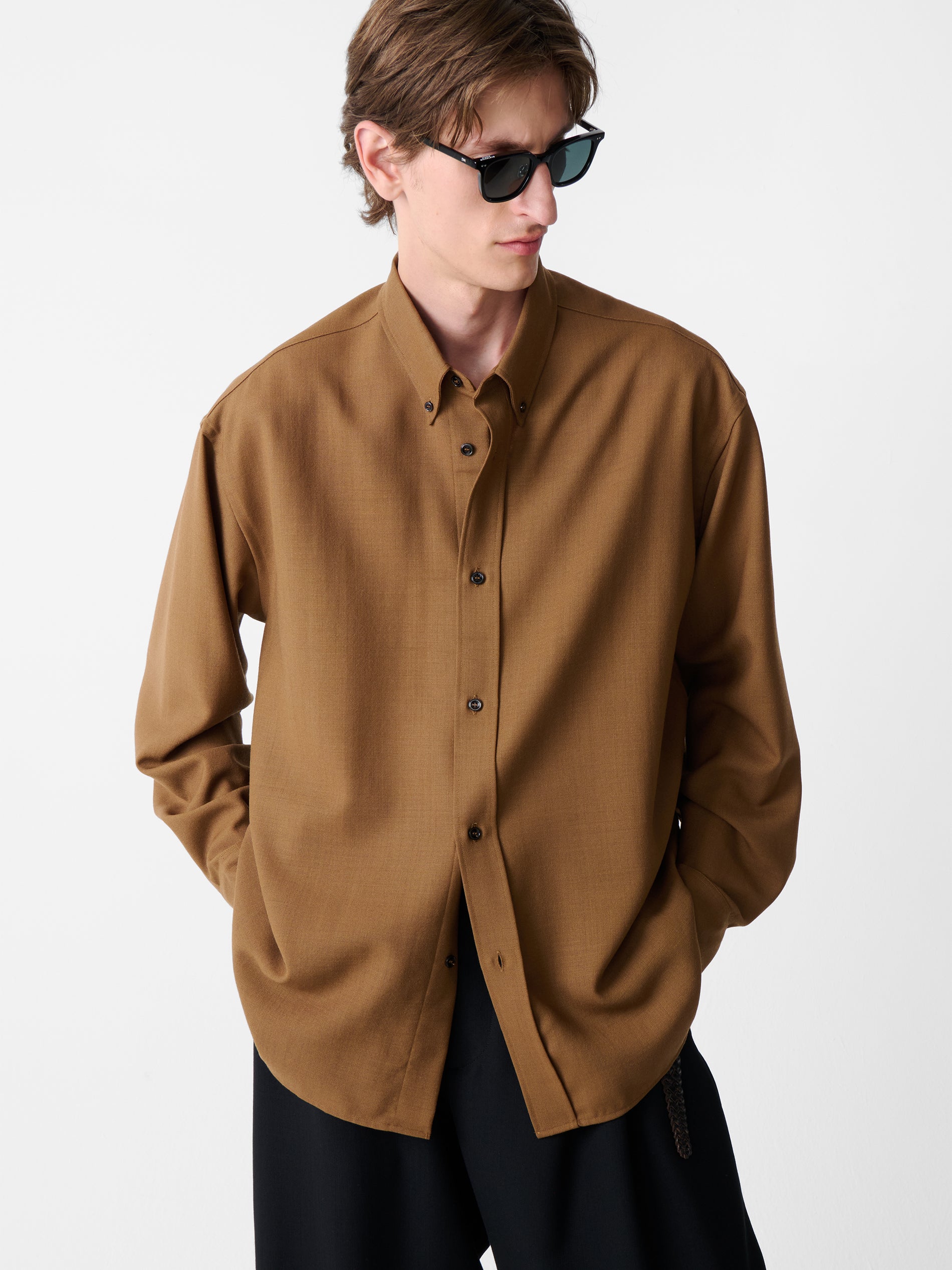 Jude Heritage Wool Shirt in Tobacco - Studio Nicholson
