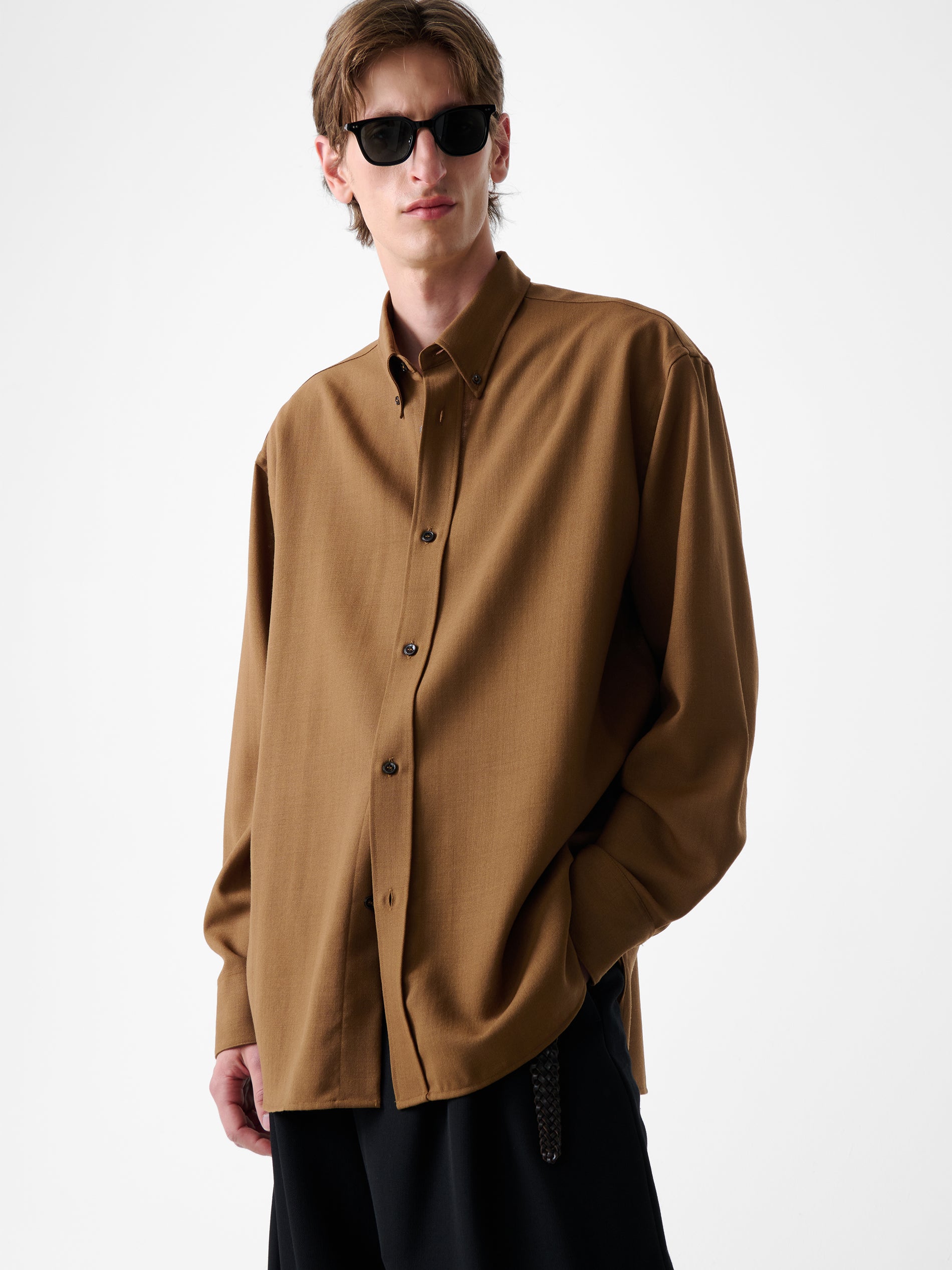 Jude Heritage Wool Shirt in Tobacco - Studio Nicholson