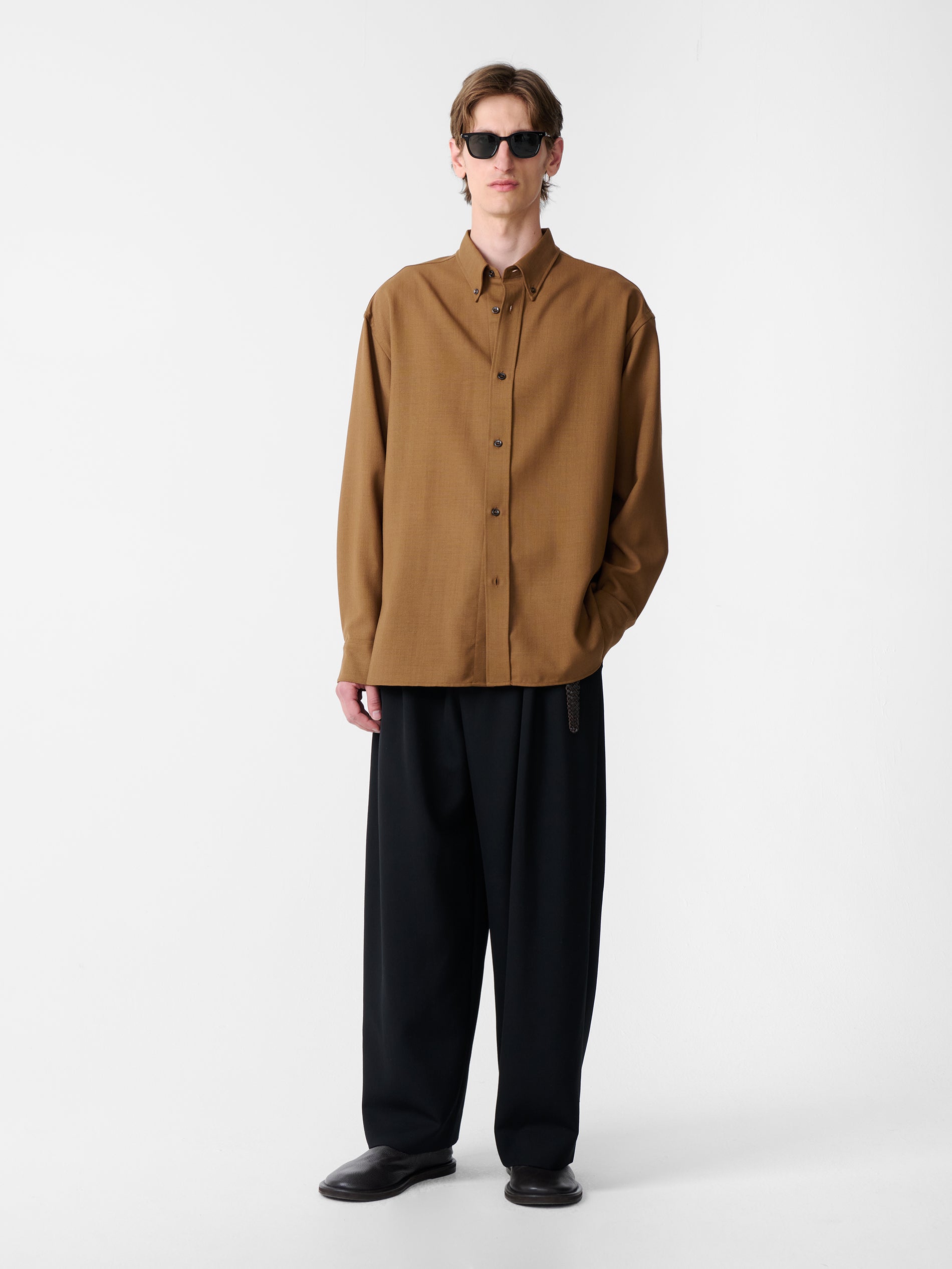 Jude Heritage Wool Shirt in Tobacco - Studio Nicholson