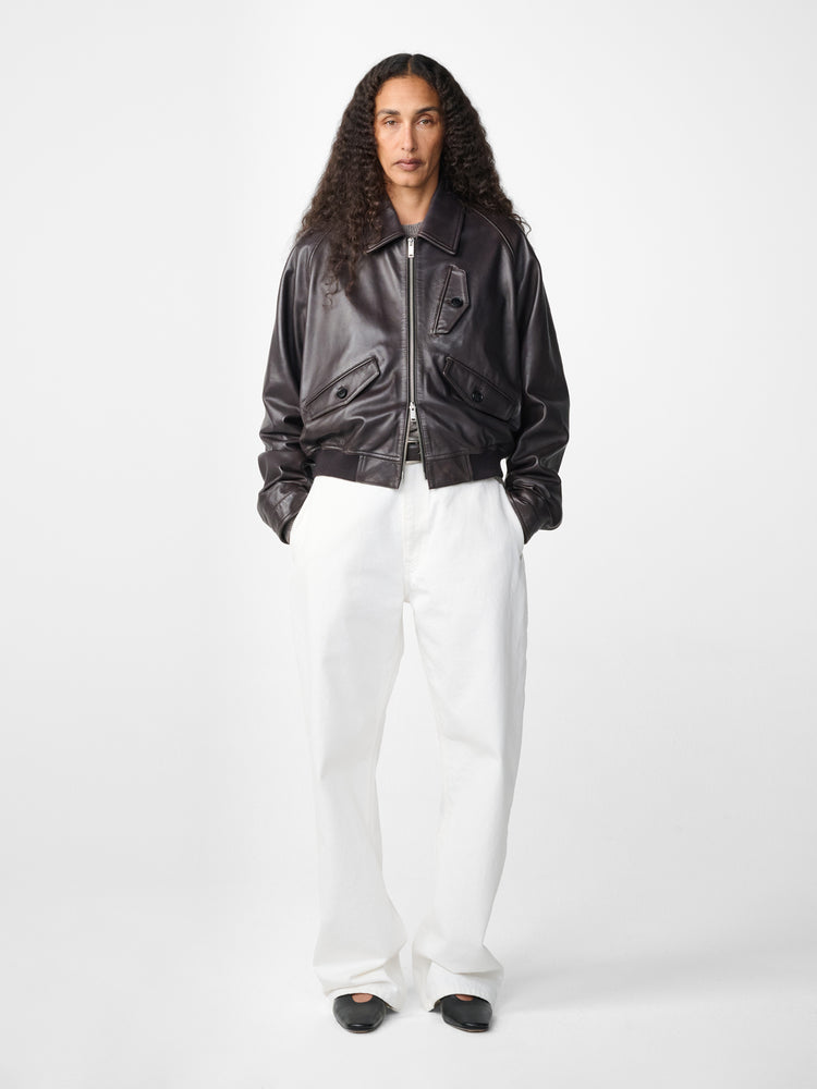 Kendal Leather Jacket in Black Grape