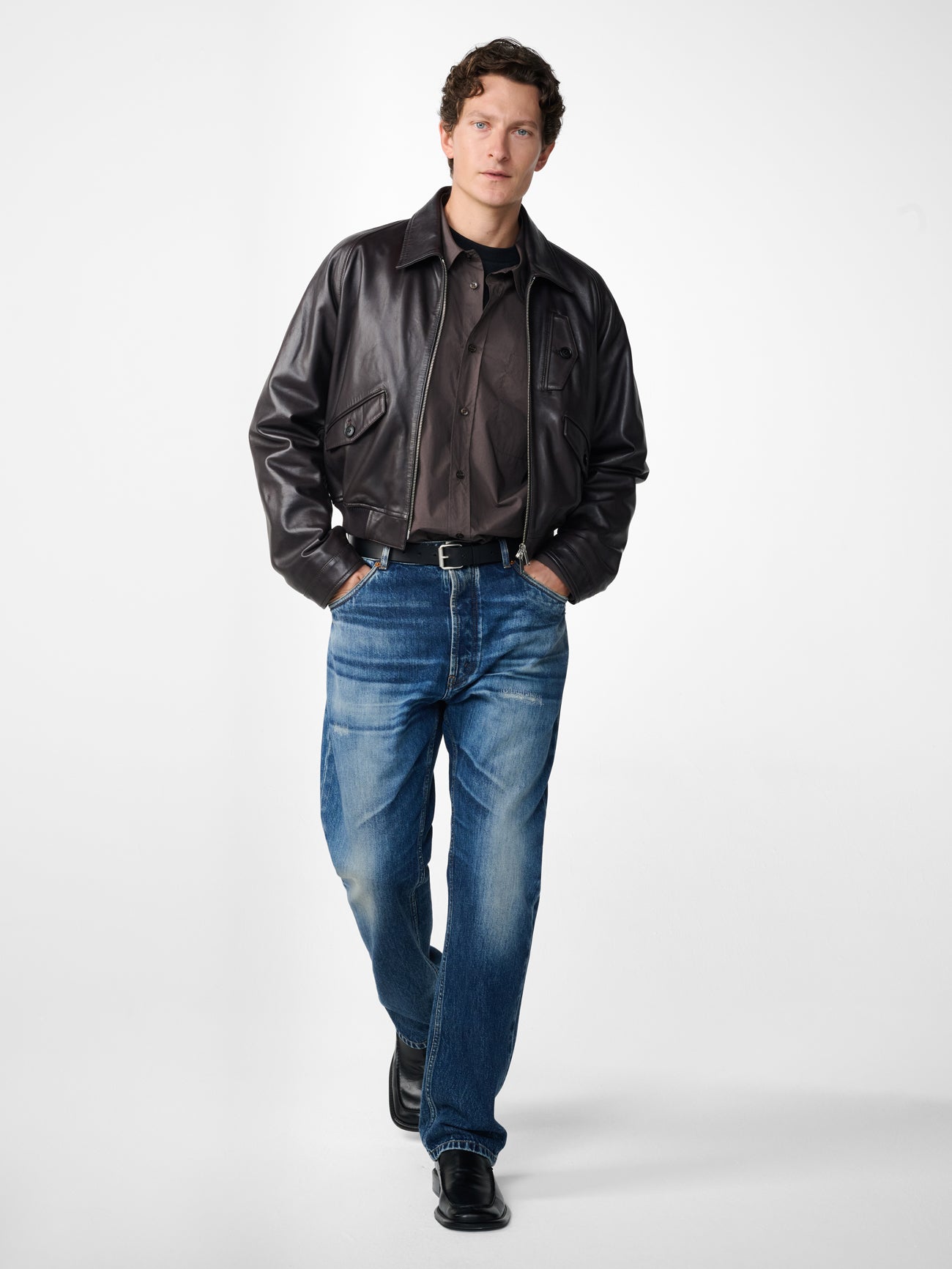 Kendal Leather Jacket in Black Grape