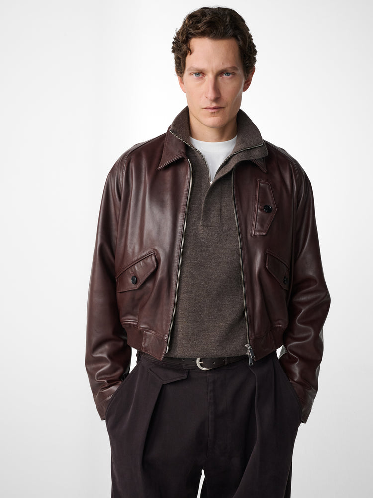 Kendal Leather Jacket in Oxblood