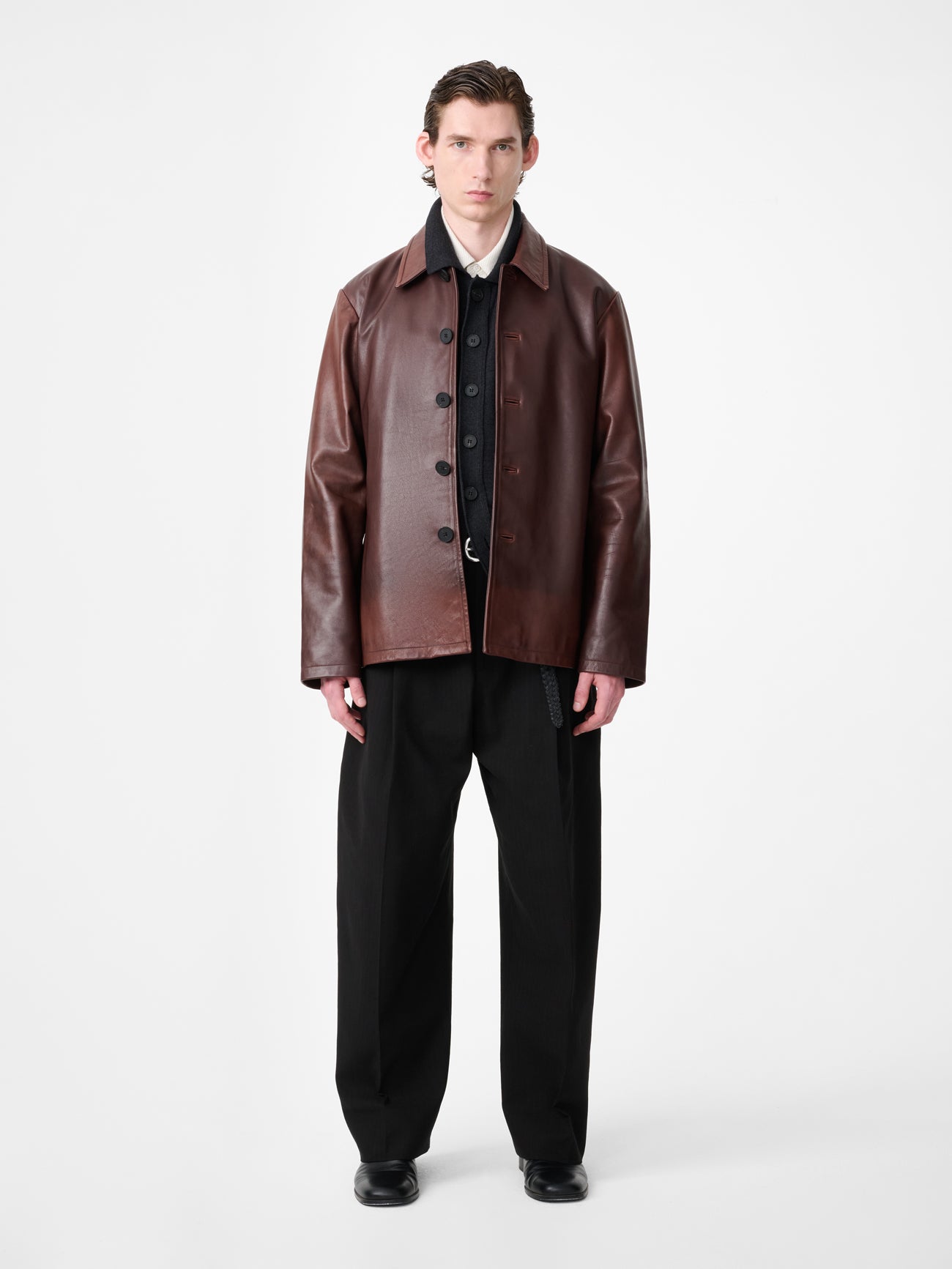 Landau Leather Jacket in Chestnut