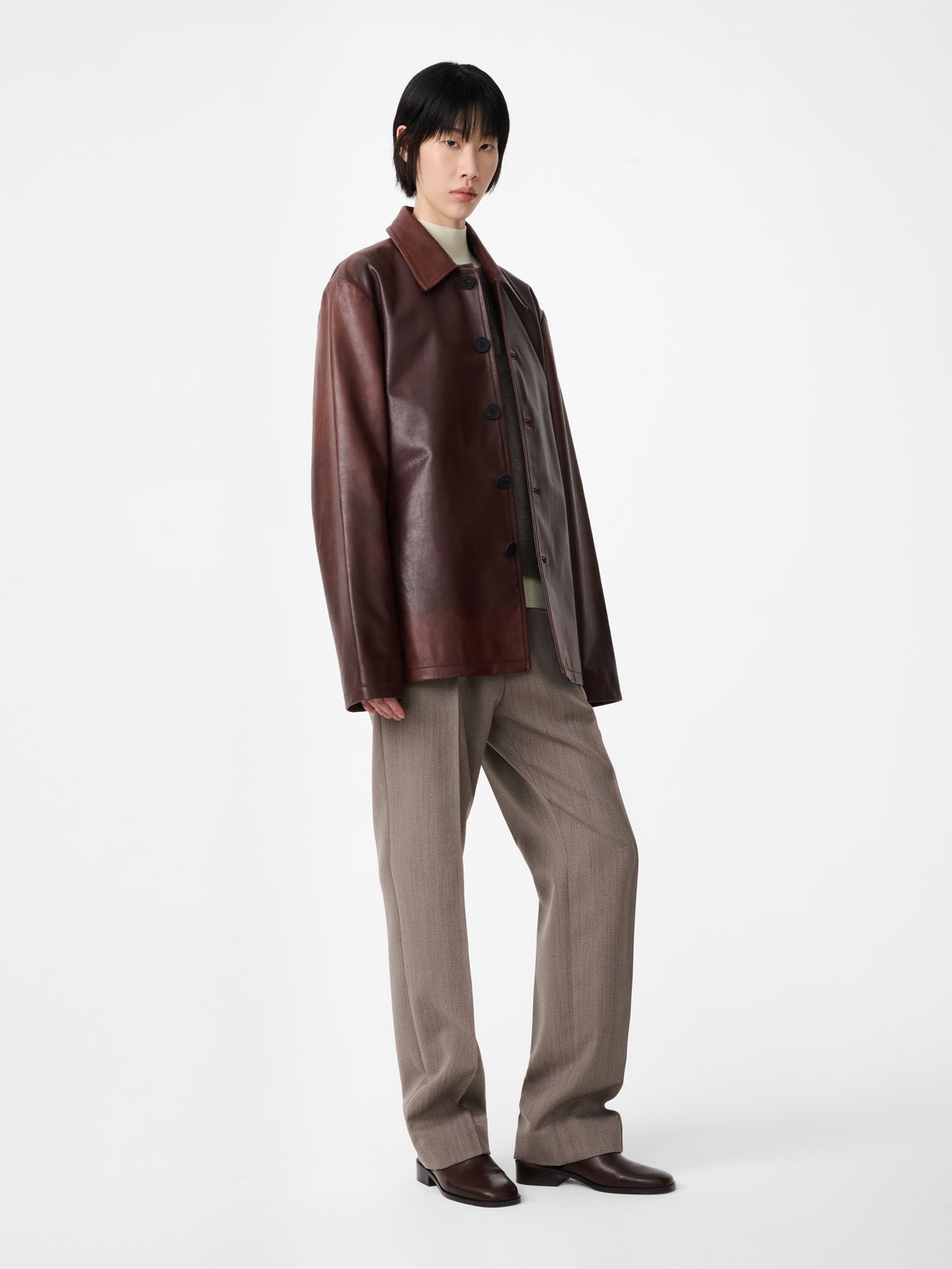 Landau Leather Jacket in Chestnut
