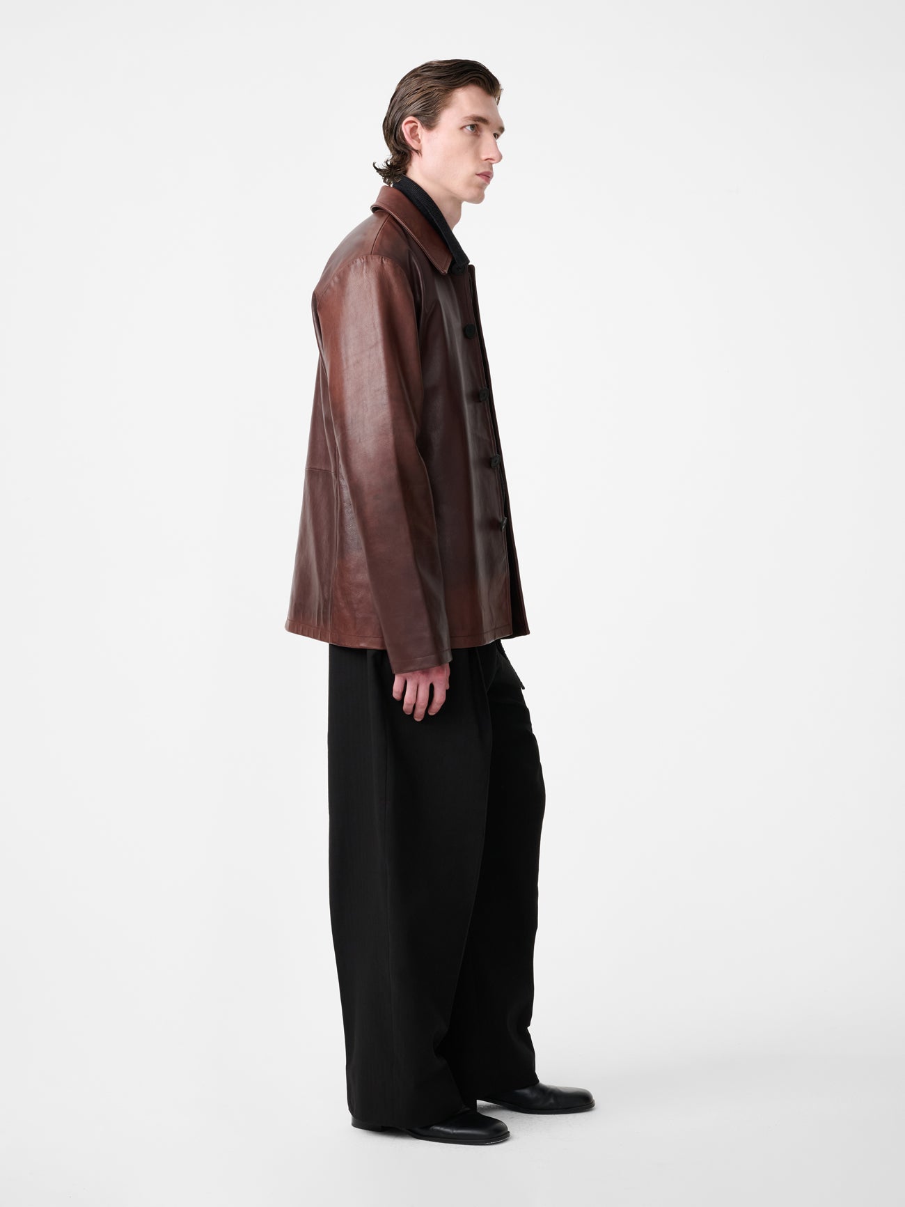 Landau Leather Jacket in Chestnut