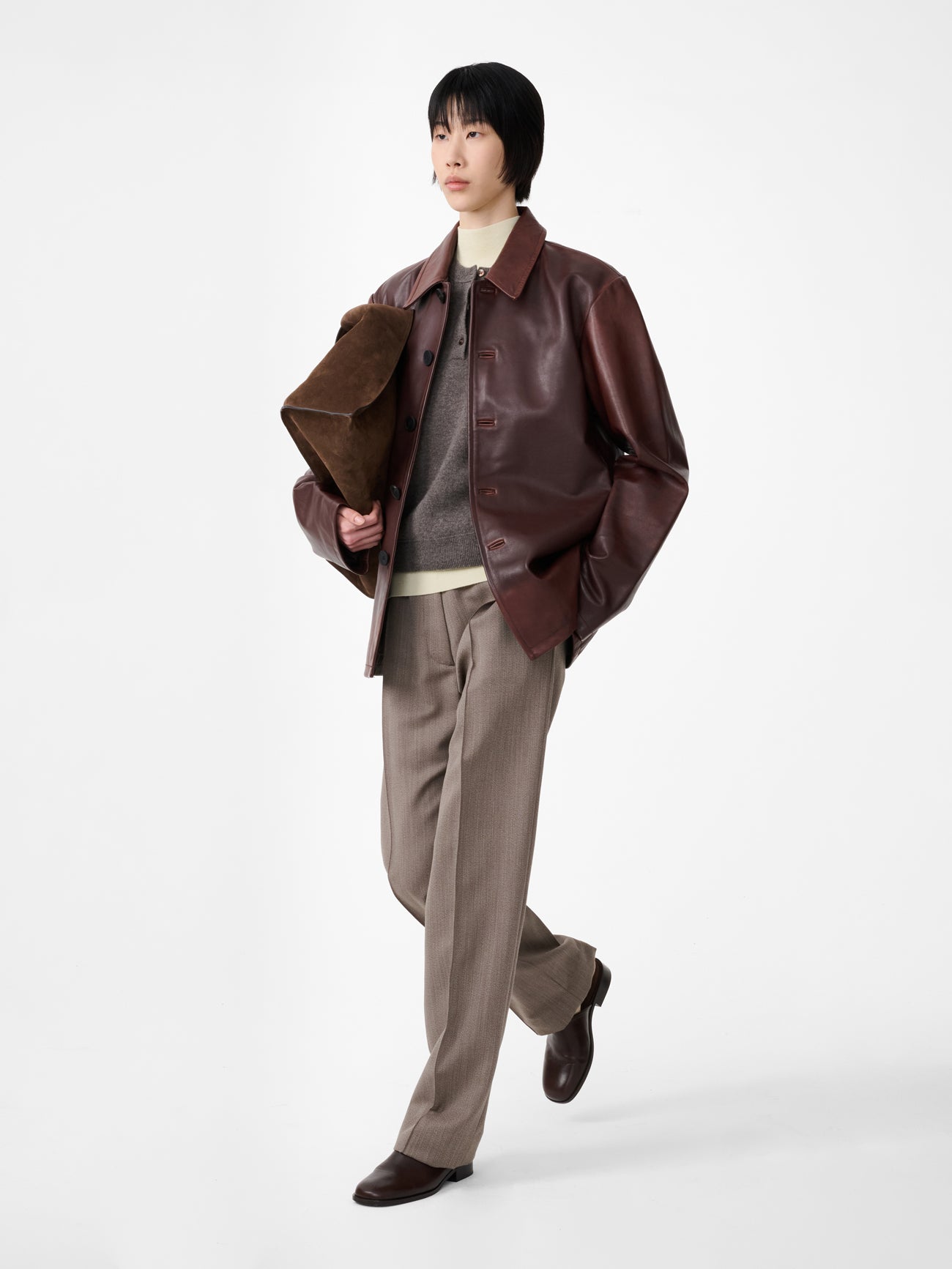 Landau Leather Jacket in Chestnut