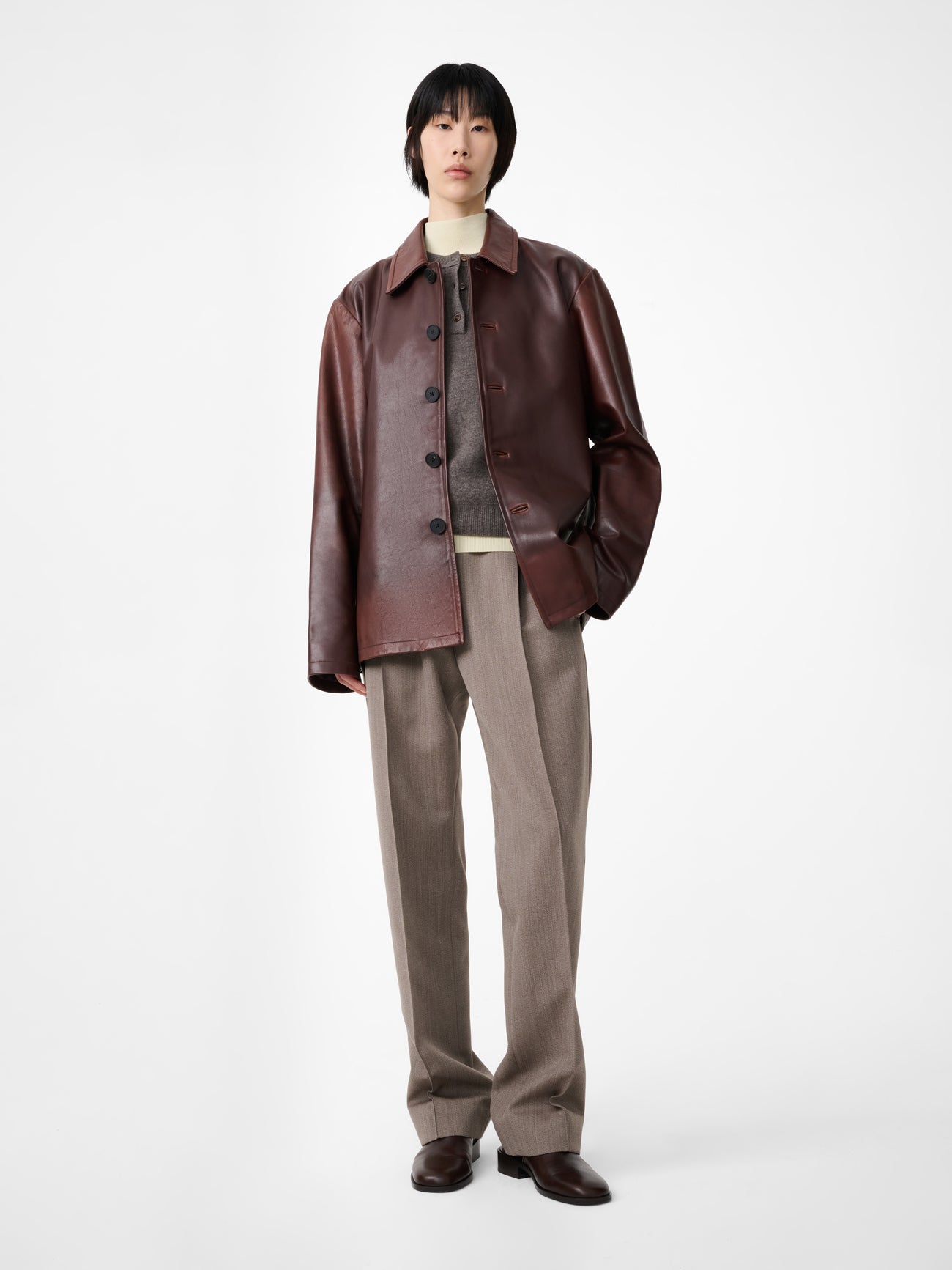 Landau Leather Jacket in Chestnut