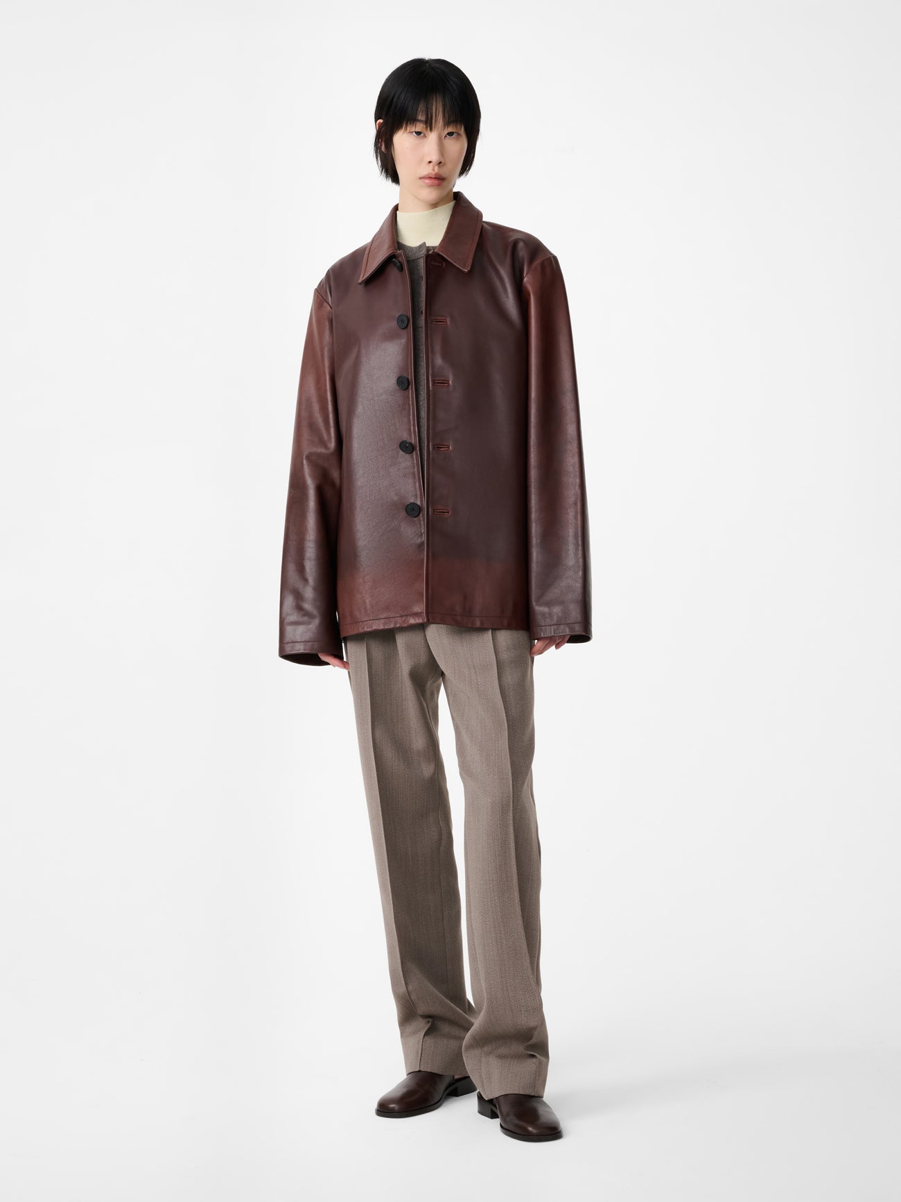 Landau Leather Jacket in Chestnut