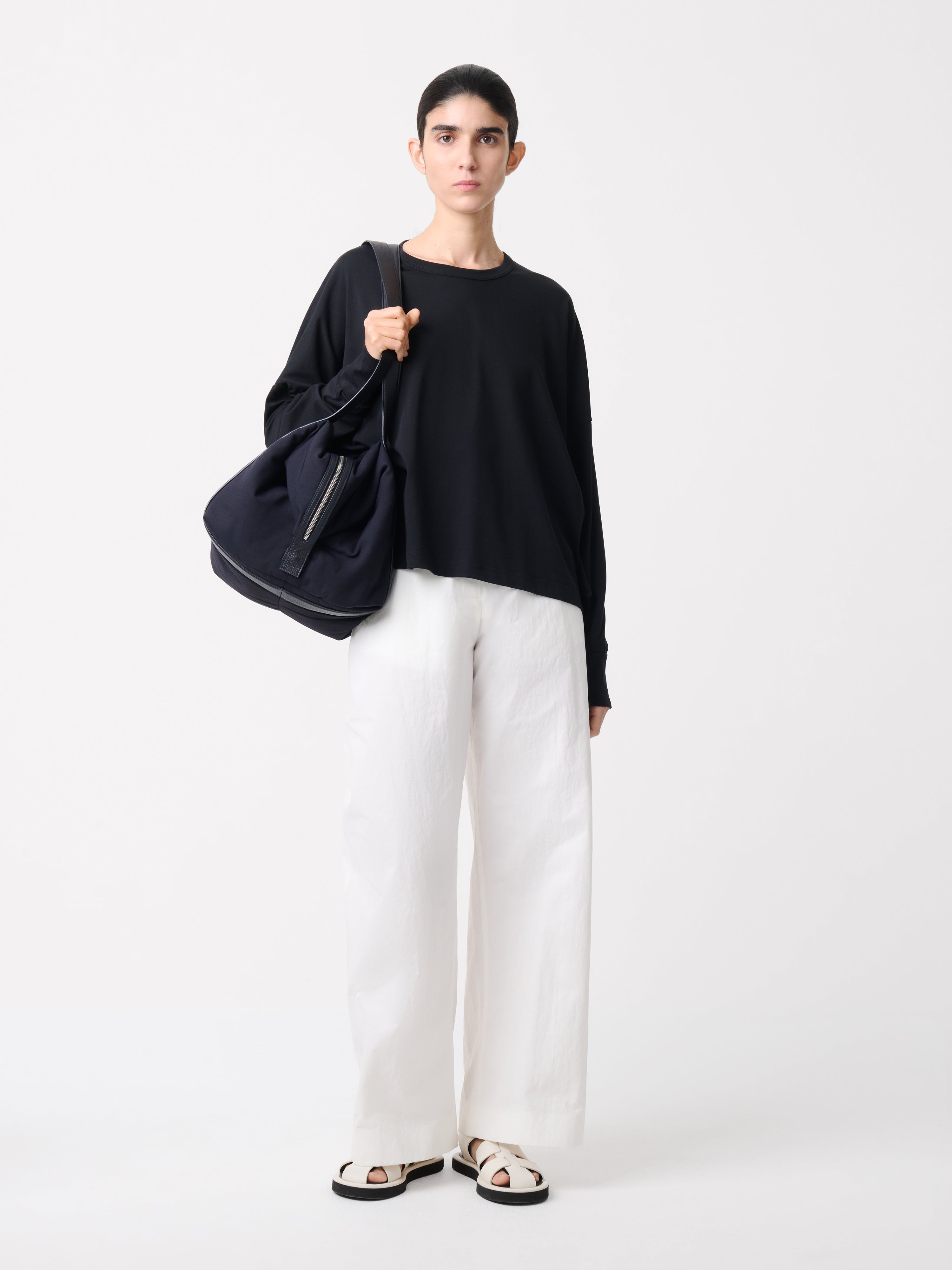 Loop Long Sleeve T-Shirt In Black | Boxy Fit– Studio Nicholson