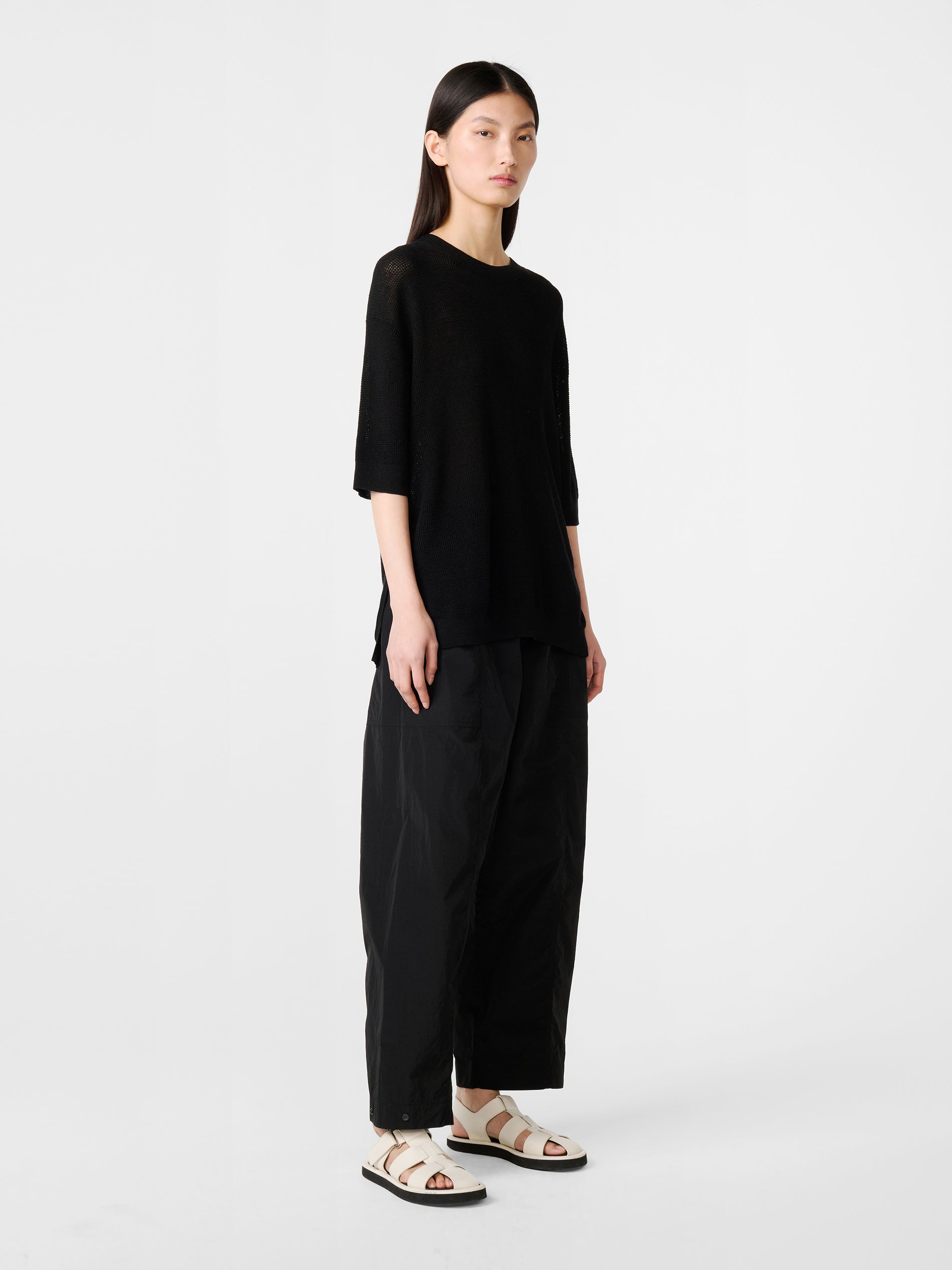 Lorca Nylon Drawstring Pant in Black