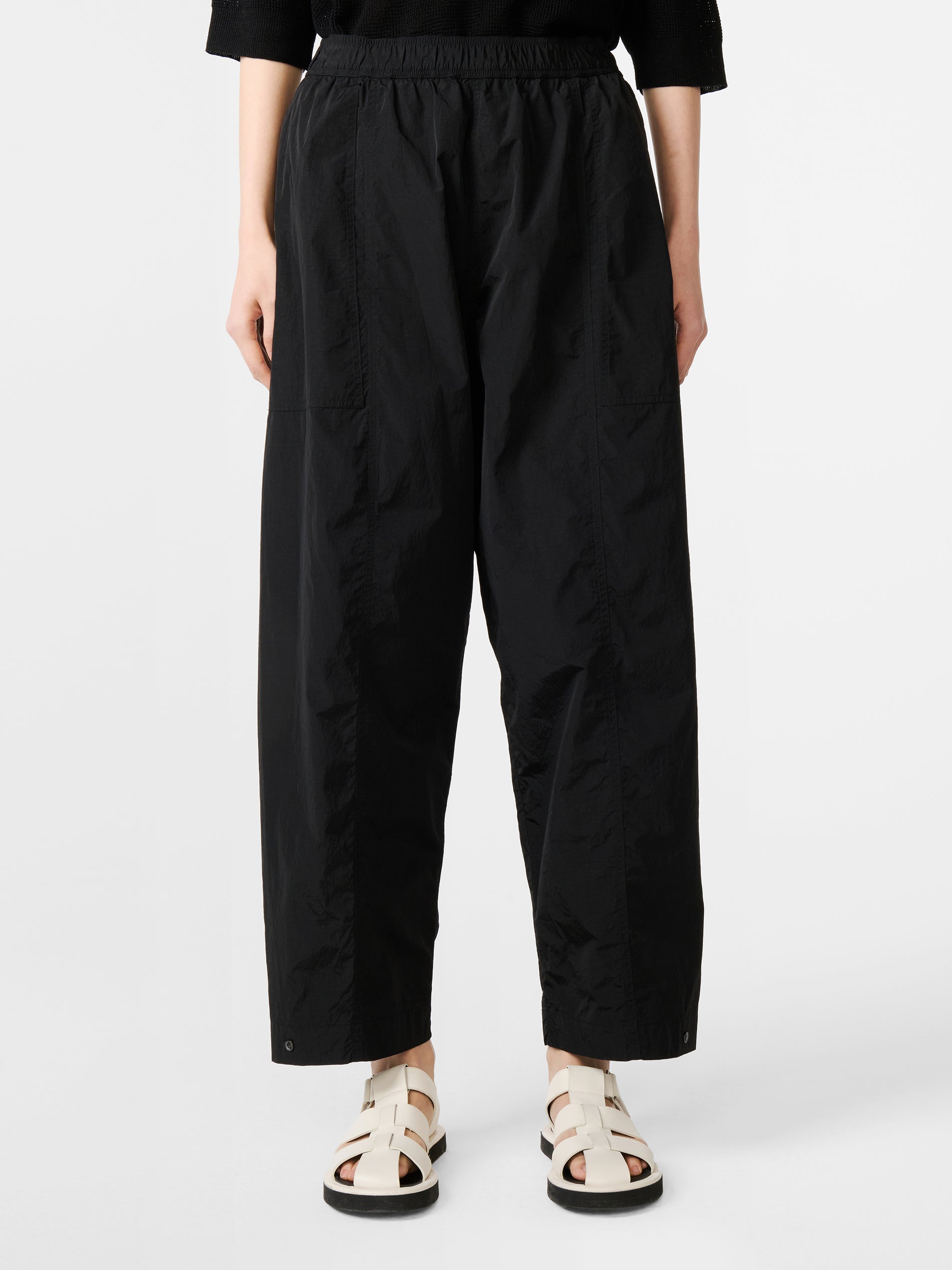 Lorca Nylon Drawstring Pant in Black