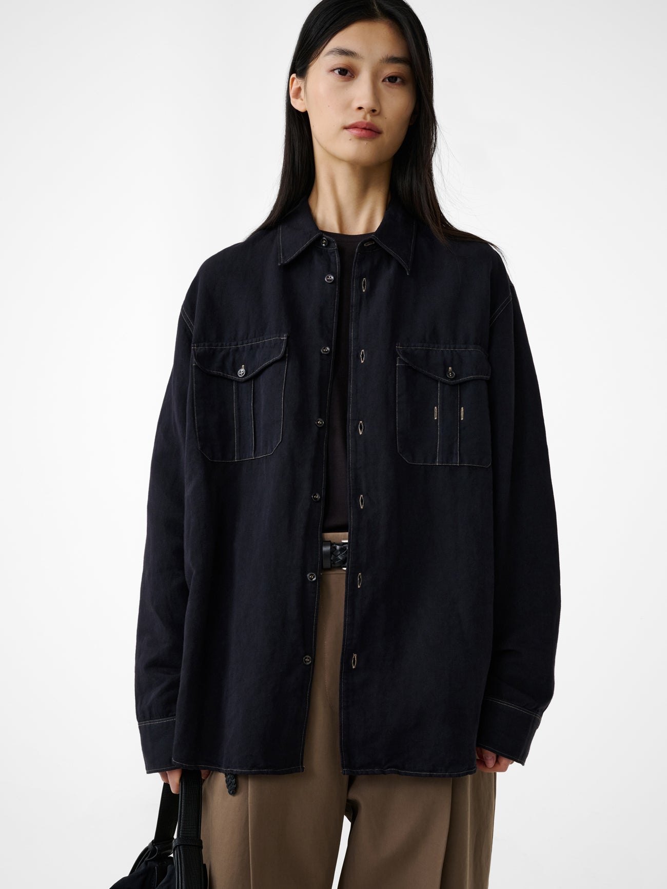 Louro Shirt in Black Grape - Studio Nicholson