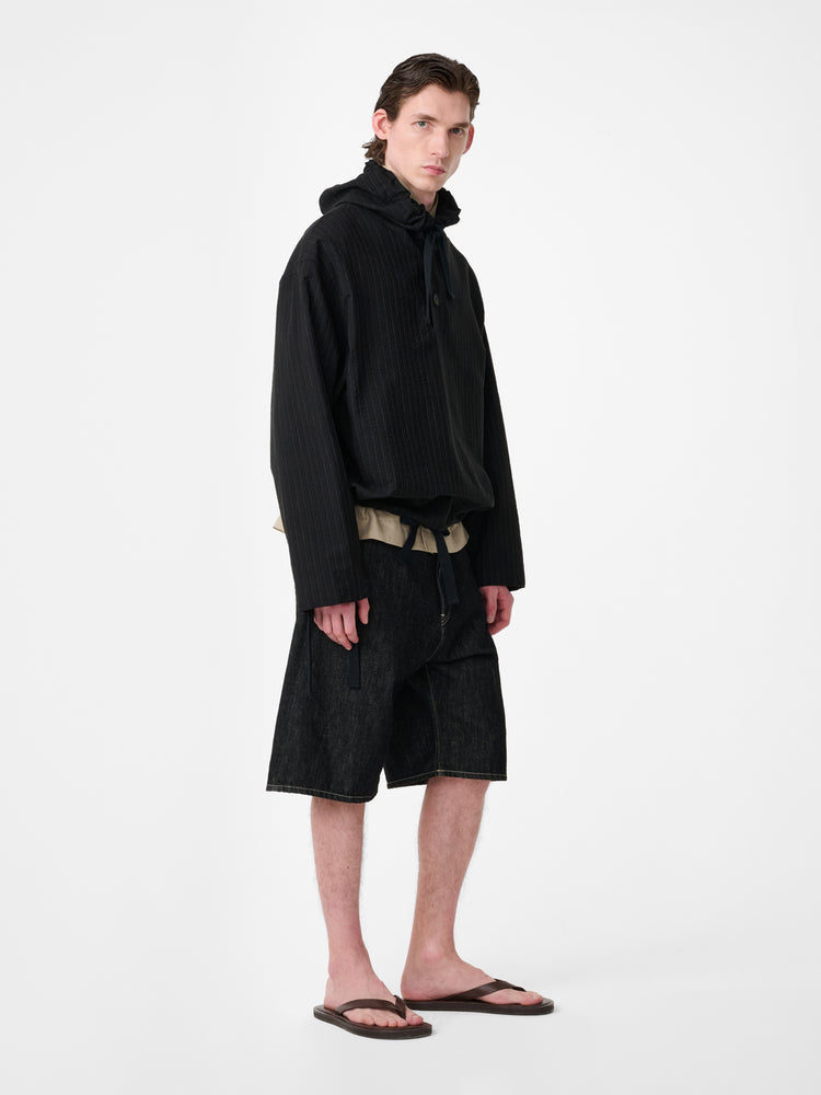 Marylebone Denim Short in Black / White Weft