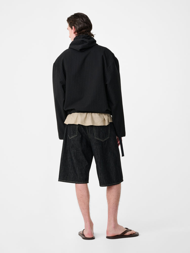 Marylebone Denim Short in Black / White Weft