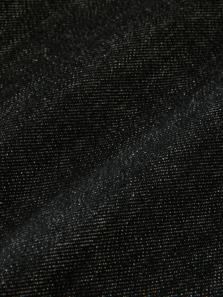 Marylebone Denim Short in Black / White Weft