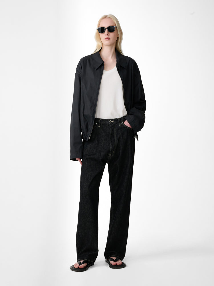 Marylebone Straight Leg Denim Pant in Black / White Weft